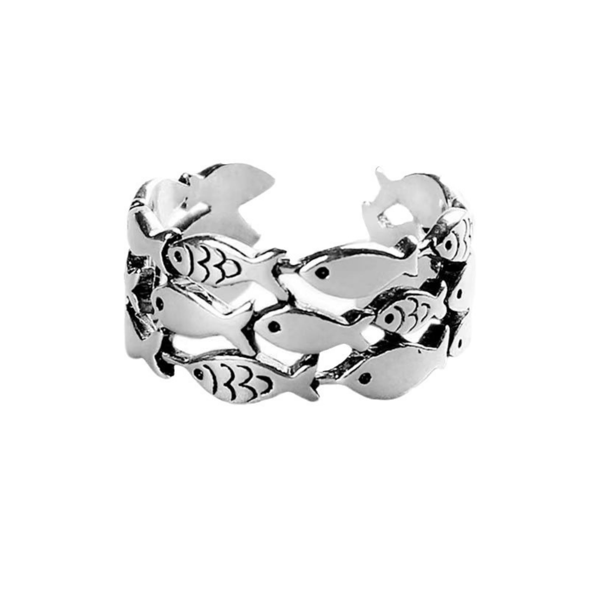 S925 Sterling Silver Adjustable Wide Open Band Ring – Unisex Creative Minimalist Ring, Trendy Finger Ring for Men & Women, Adjustable Size 4-8