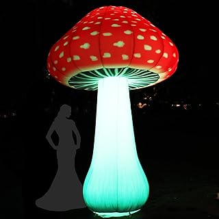Large Inflatable Mushroom 10FT Contains a Fan and Built-in Light Strip for All Kinds of Party Backyard Decorations for All Kinds of Holidays