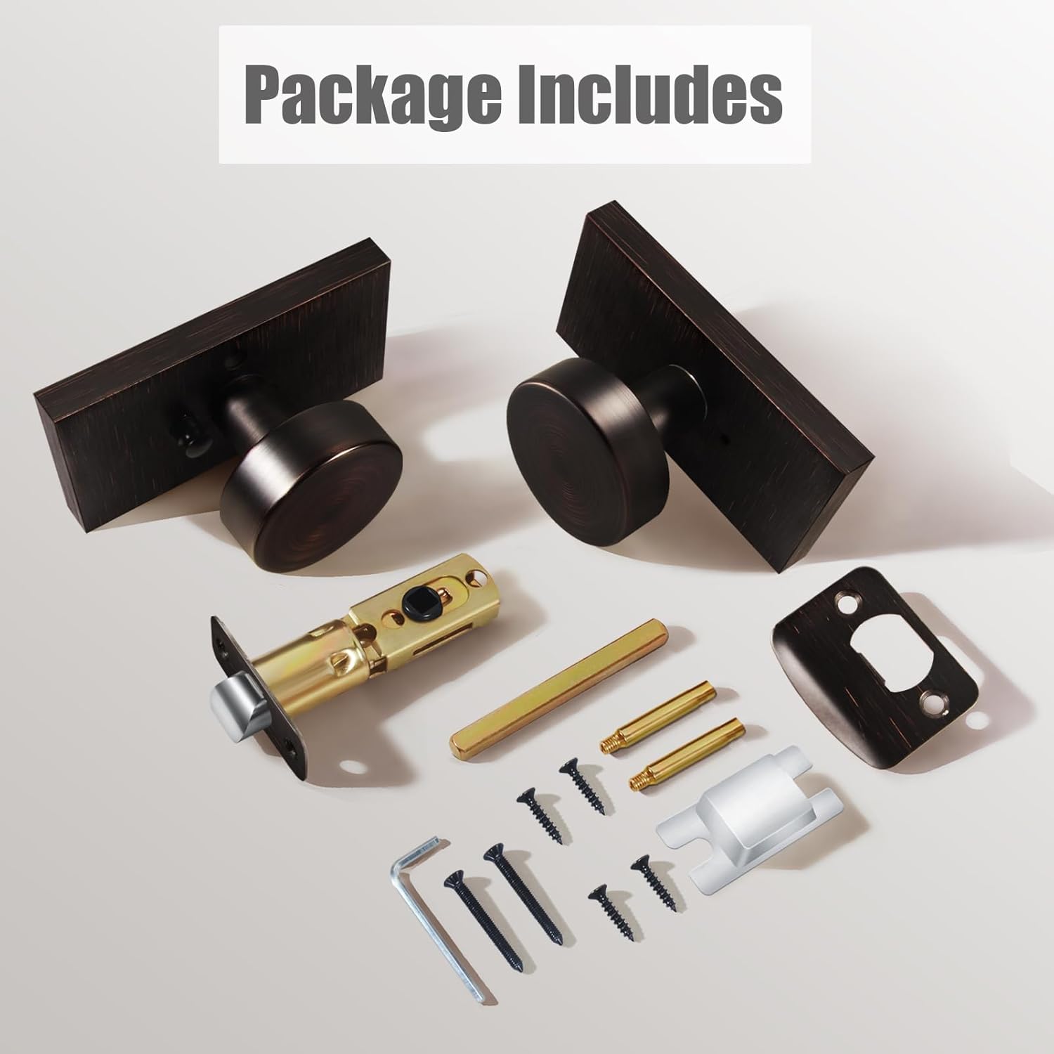 Privacy Door Knobs Interior，Oil Rubbed Bronze Door Knobs with Lock, Antique Vintage Door Knobs for Bedroom Bathroom