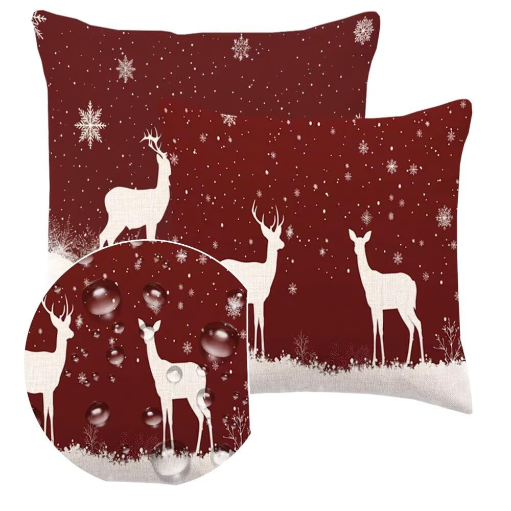 Kissenbezug 70 x 70 cm Rot Kissen Weihnachten,Sofakissen Superweicher Kopfkissenbezug Dekorative Kissenbezüge 2er Set,Kissenhülle mit ReißVerschluss Deko Kissen für Couch Wohnzimmer Schlafzimmer q481