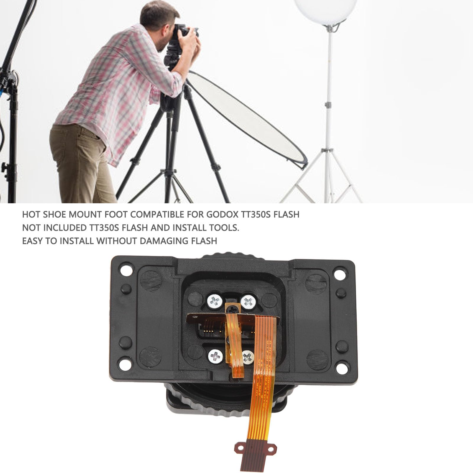 Hot Shoe Mount Foot, Camera Hot Shoe Mount Adapter Flash Hot Shoe Replacement Compatible for Godox TT350S Flash Fix Repair Parts Photography Accessories