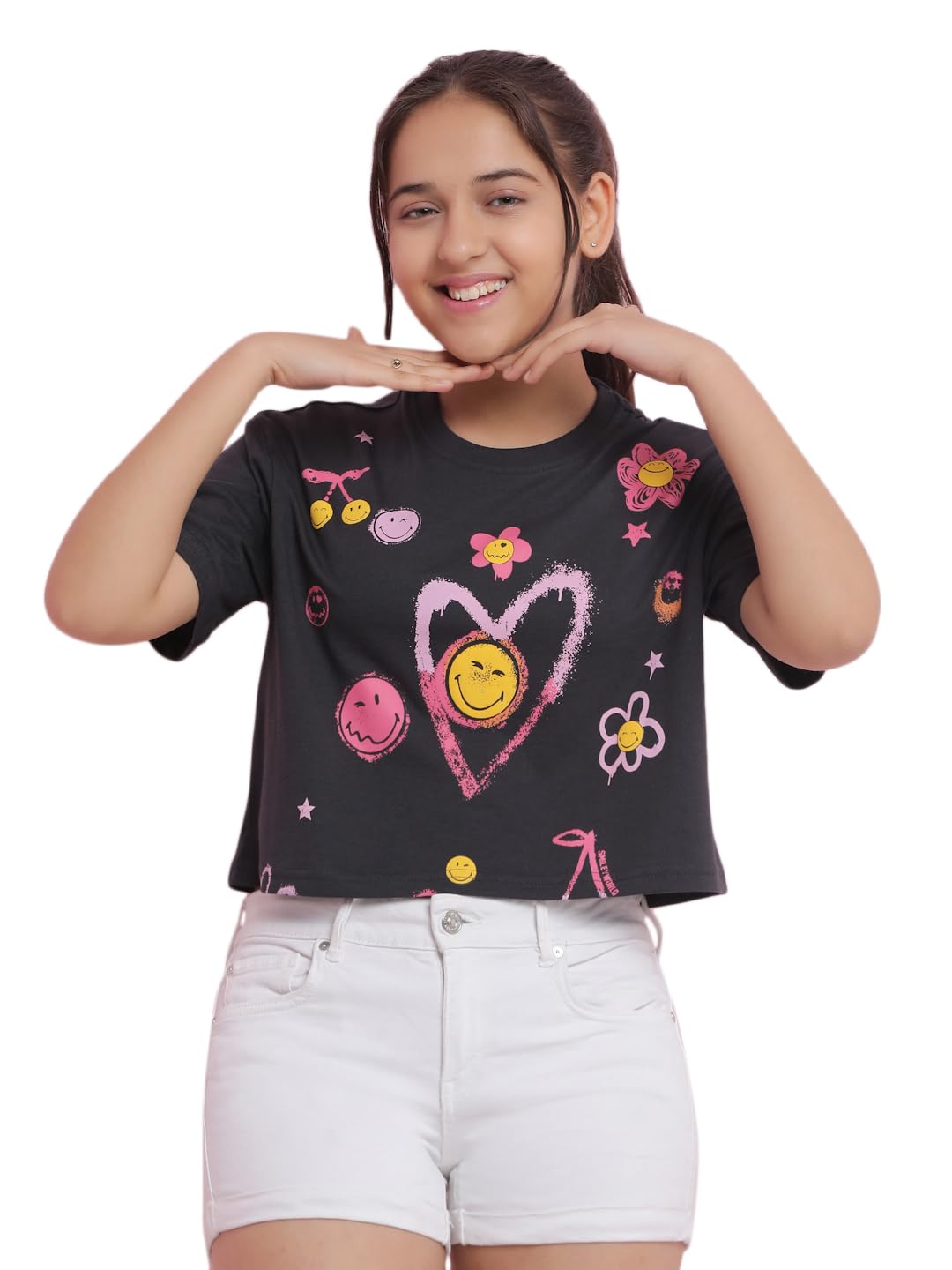 Li’l Tomatoes Girls Graphic Cotton Crop Top
