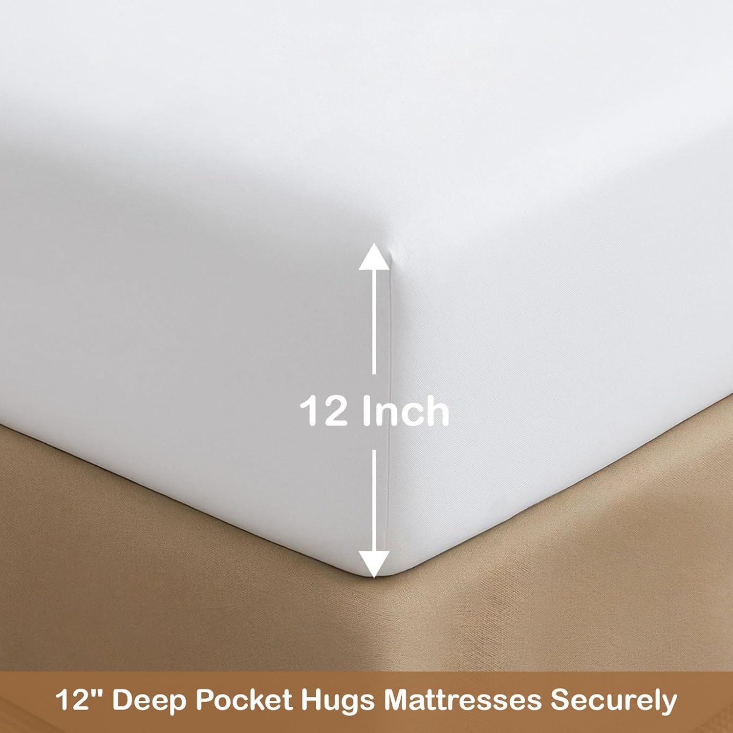 Queen Fitted Sheet | Organic Cotton | Deep Pocket Fits 8–12 Inch Mattress | Soft 400 Thread Count | All-Around Elastic | White | 1 Bottom Sheet Only