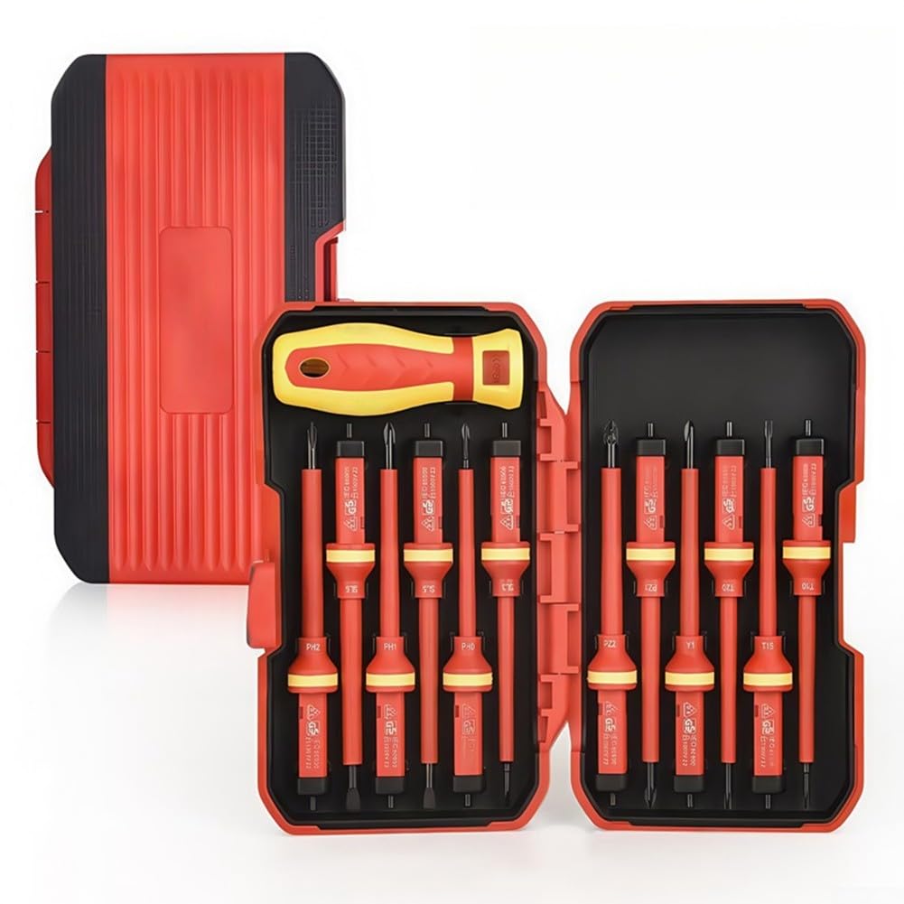 Ensemble de tournevis isolés 1000 V, kit d'outils d'électricien certifié VDE pour travaux électriques, 33 cm avec embouts magnétiques et poignée remplaçable