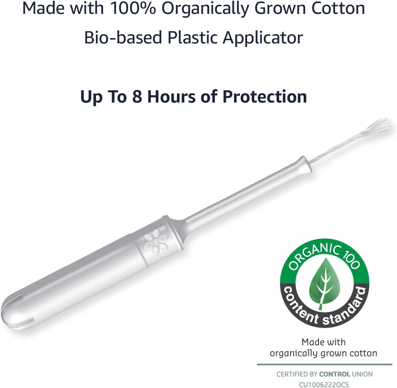 Amazon Basics Organic Tampons with Bio-Based Plastic Applicator, Light/Regular/Super Absorbency Multipack, Unscented, 36 Count, 1 Pack