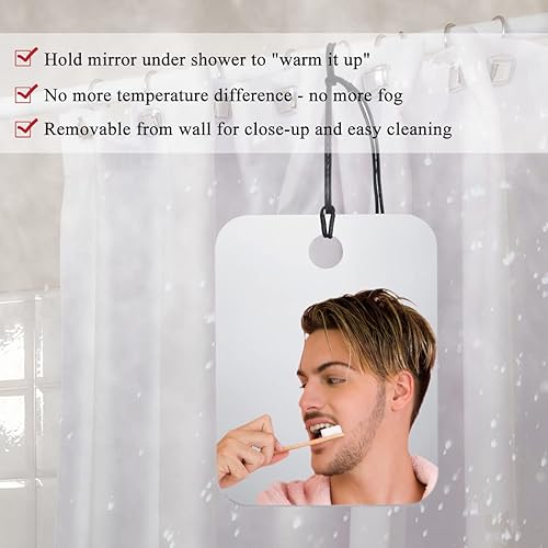 Miniatura 4 de CozyCabin Espejo de ducha antivaho portátil, espejo de afeitado sin niebla para baño