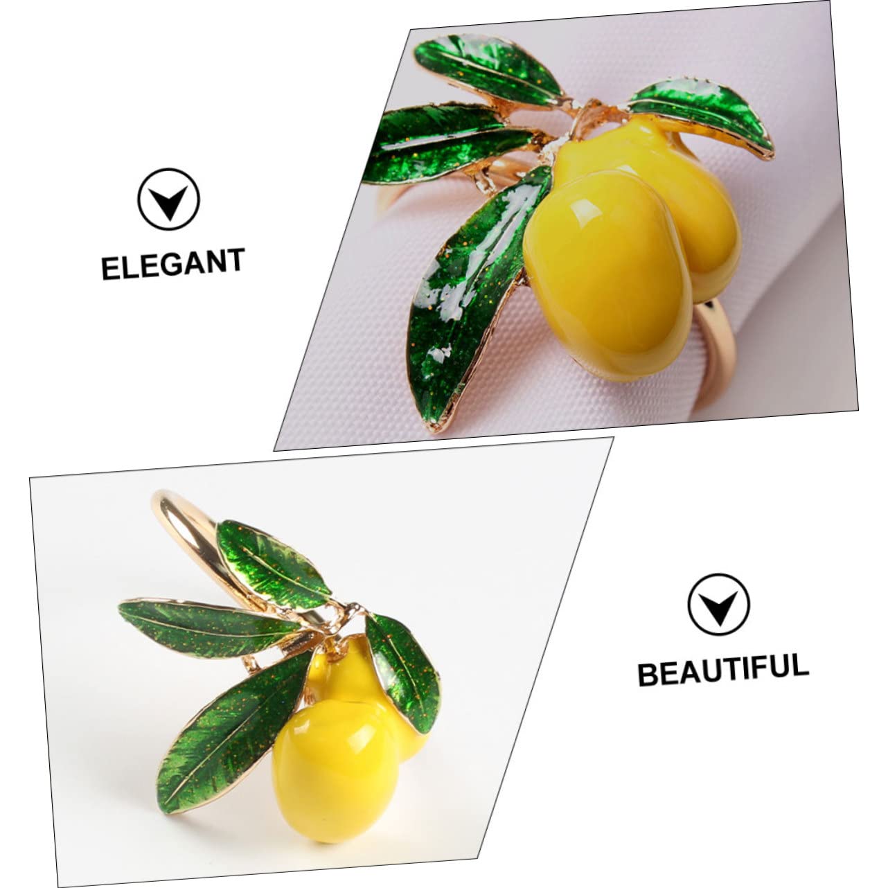 TOPBATHY 2 Sätze Obst-serviettenringe Bescherung Weihnachten Geldgeschenke Weihnachten Weichnachtsgeschke Zierschnalle Zitrone Serviettenring Zu Hause Tischschnalle Legierung 4 Stück * 2
