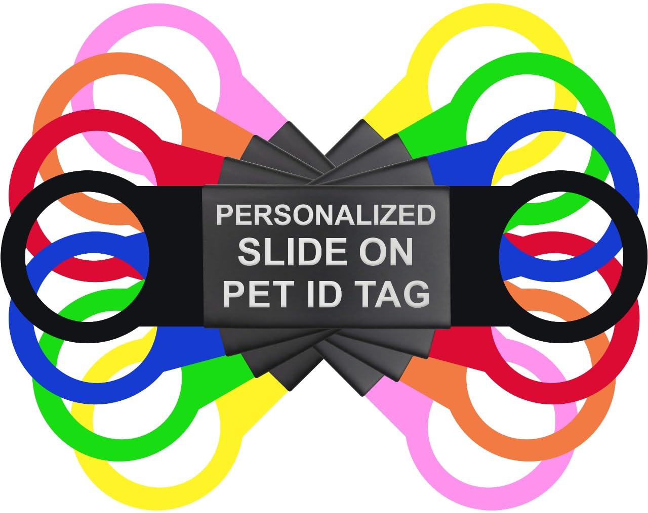 Dr. Fremont's Slide On Silent No Noise Stainless Steel and Silicone Personalized Customizable Dog and Cat Tags for Pets Collars