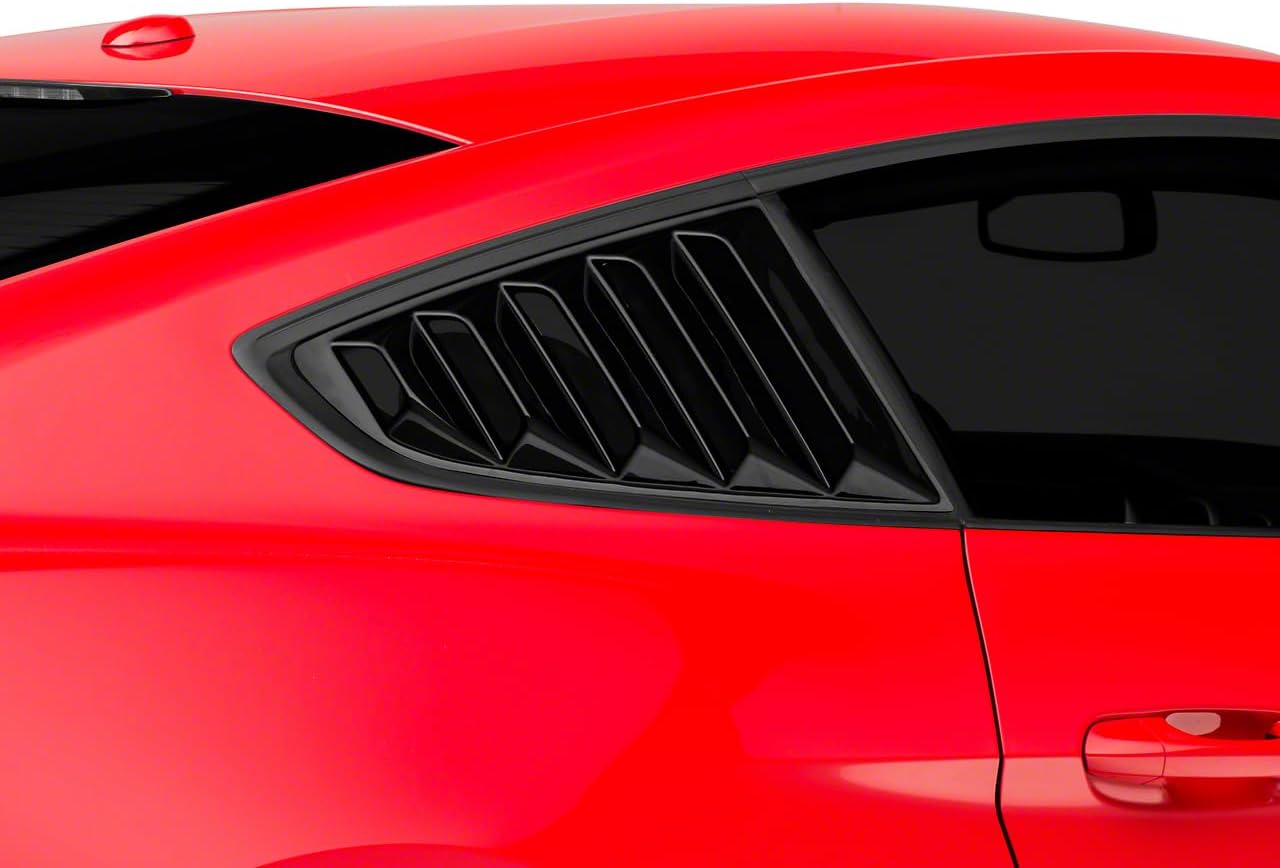 Vintage Quarter Window Louvers in Gloss Black Fits Ford Mustang Fastback 2015-2020