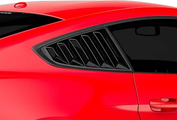 Vintage Quarter Window Louvers in Gloss Black Fits Ford Mustang Fastback 2015-2020