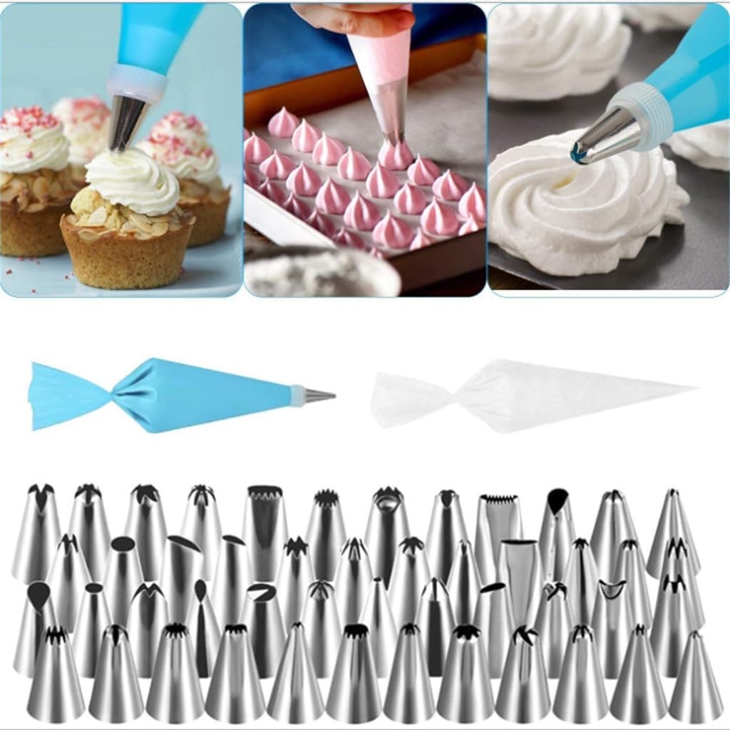120 Piece Cake Turntable Set Baking Tool Supplies Flower Mounting Molds Bag