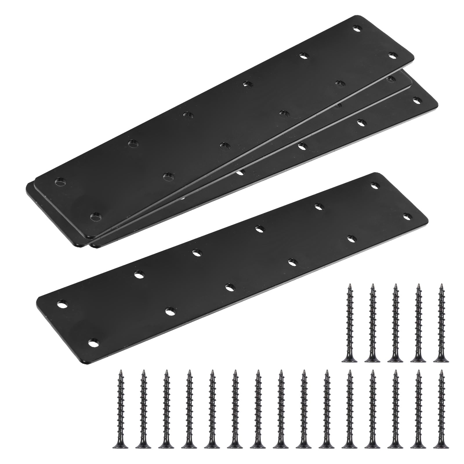 Pehciroe 4Pcs 11" Heavy Duty Flat Mending Plate, Steel Mending Bracket, Joint Fixing Bracket Connector, Metal Mending Plates for Repairing Wood Furniture with Screws, 3mm Thickness
