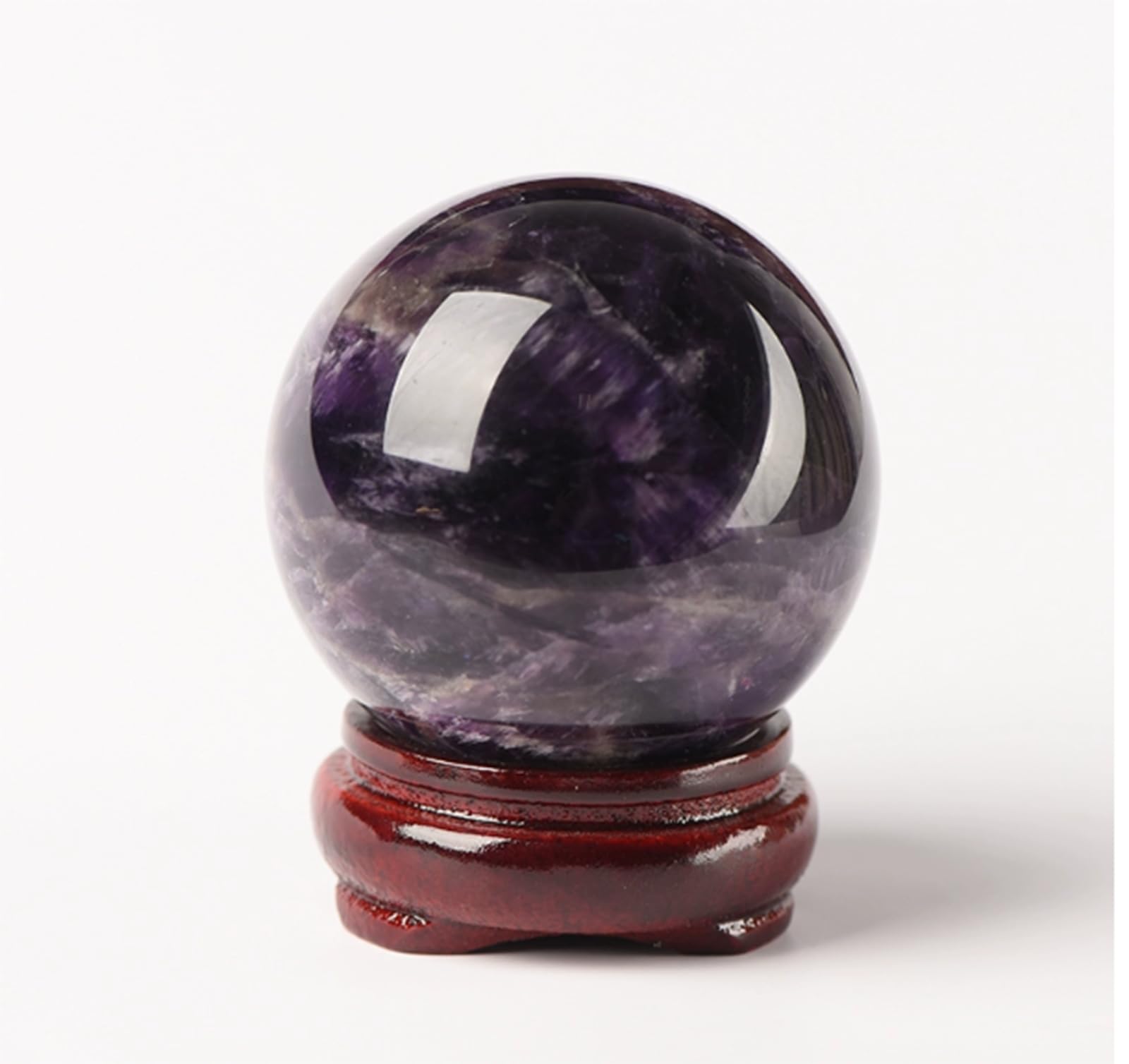 LHAOEEEYG Amethyst Crystal Ball with Wood Stand - Purple Sphere for Home Decor, Gift for, Feng Shui &,9cm