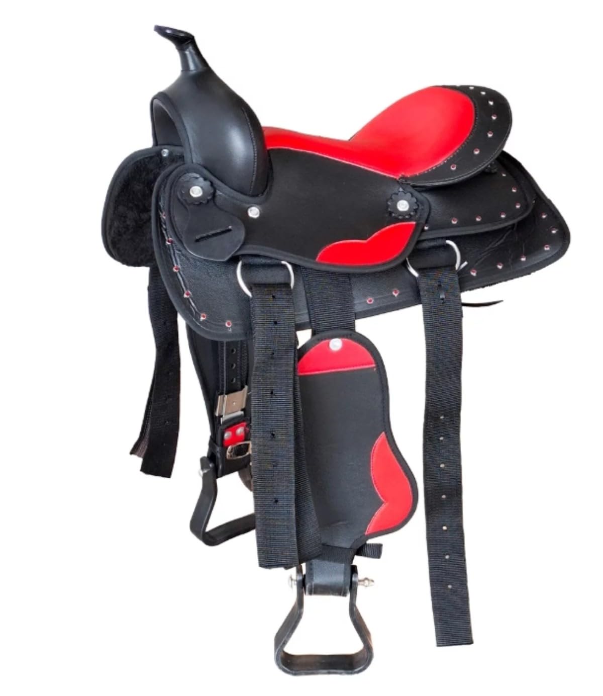 German Riding Westernsattel Colour Star mit Glitzer Strass Steinen - Holzpferd Sattel - Pony Sattel (12")