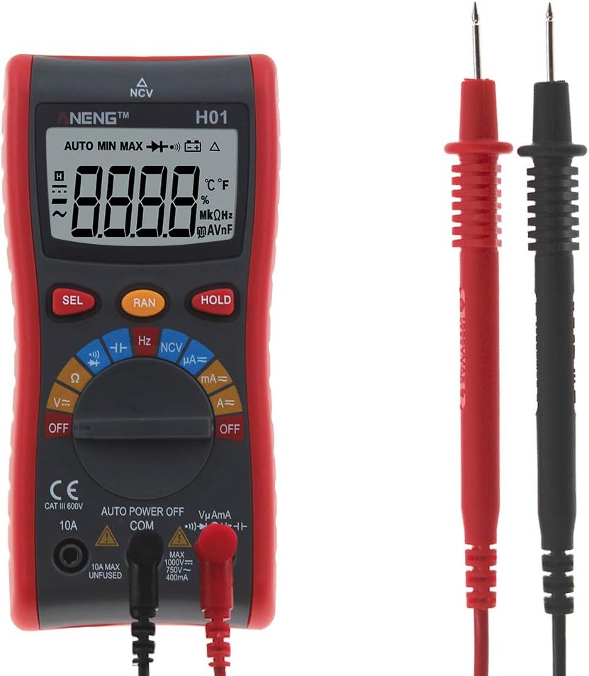 ANENG H01 4000Counts Auto Range Digital Multimeter AC/DC Voltage, AC/DC Current, Resistance, Capacitance, Frequency, Duty Cycle, Diode and Continuity Tester Multifunction Meter