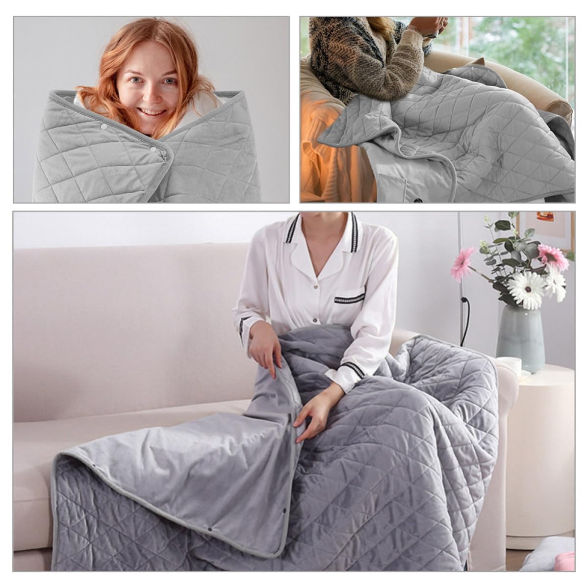 Coperta Termica Elettrica in Velluto, Portatile, Sicura e Confortevole
