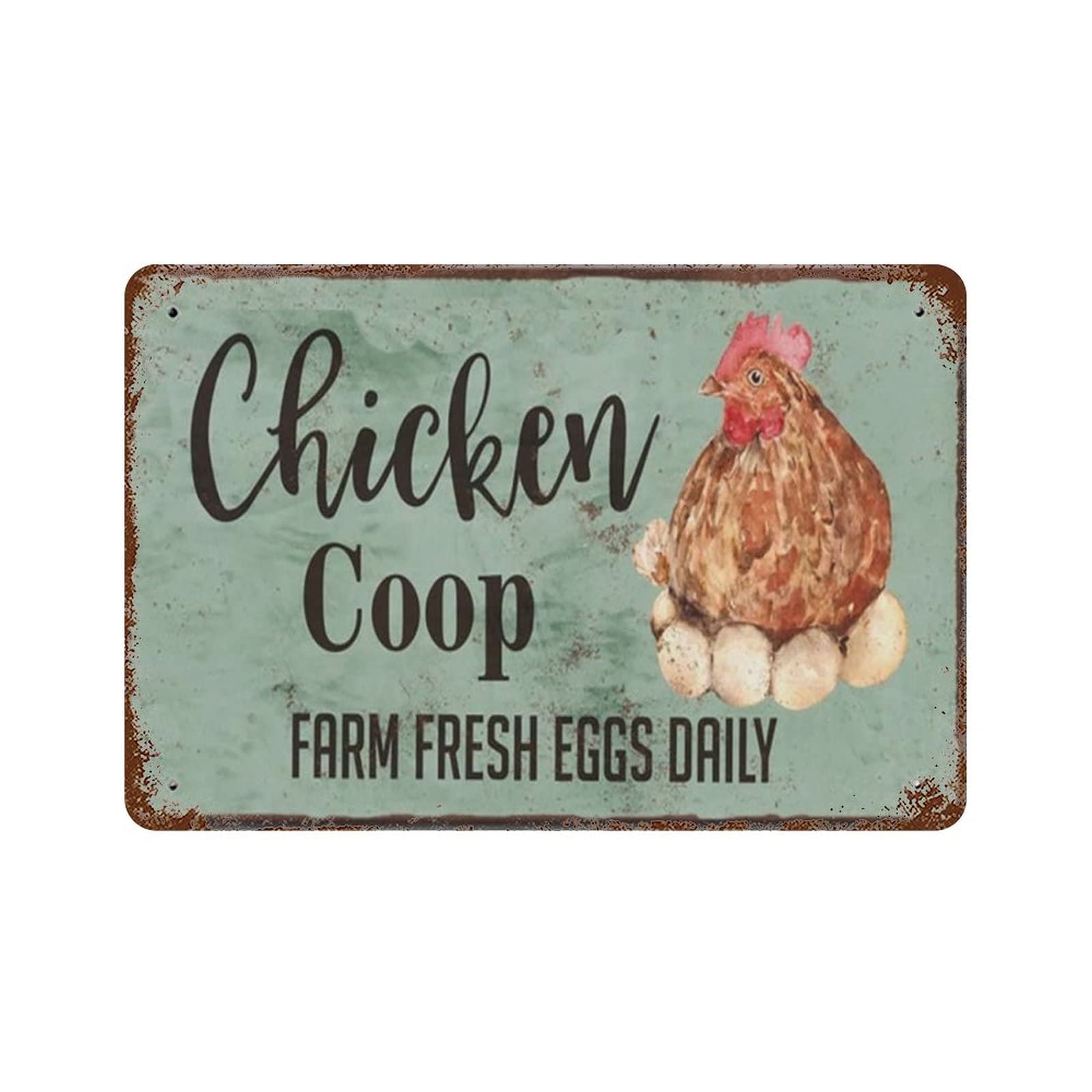AOOEDM Chicken Coop Farm Fresh Eggs Daily Vintage Tin Sign Metal Tin Signs for Man Cave Funny Art Wall Plaque Kitchen Bar Pub Coffee Shop Wall Decor