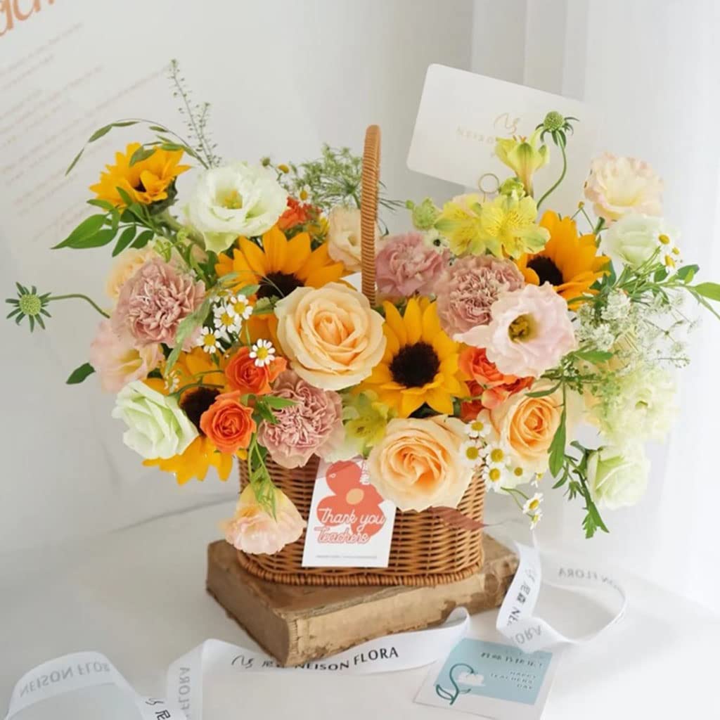 花（ハンドメイド、籐） Amazon.co.jp: XIAHIOPT ハンドメイド 籐製バスケット ハンドル付き