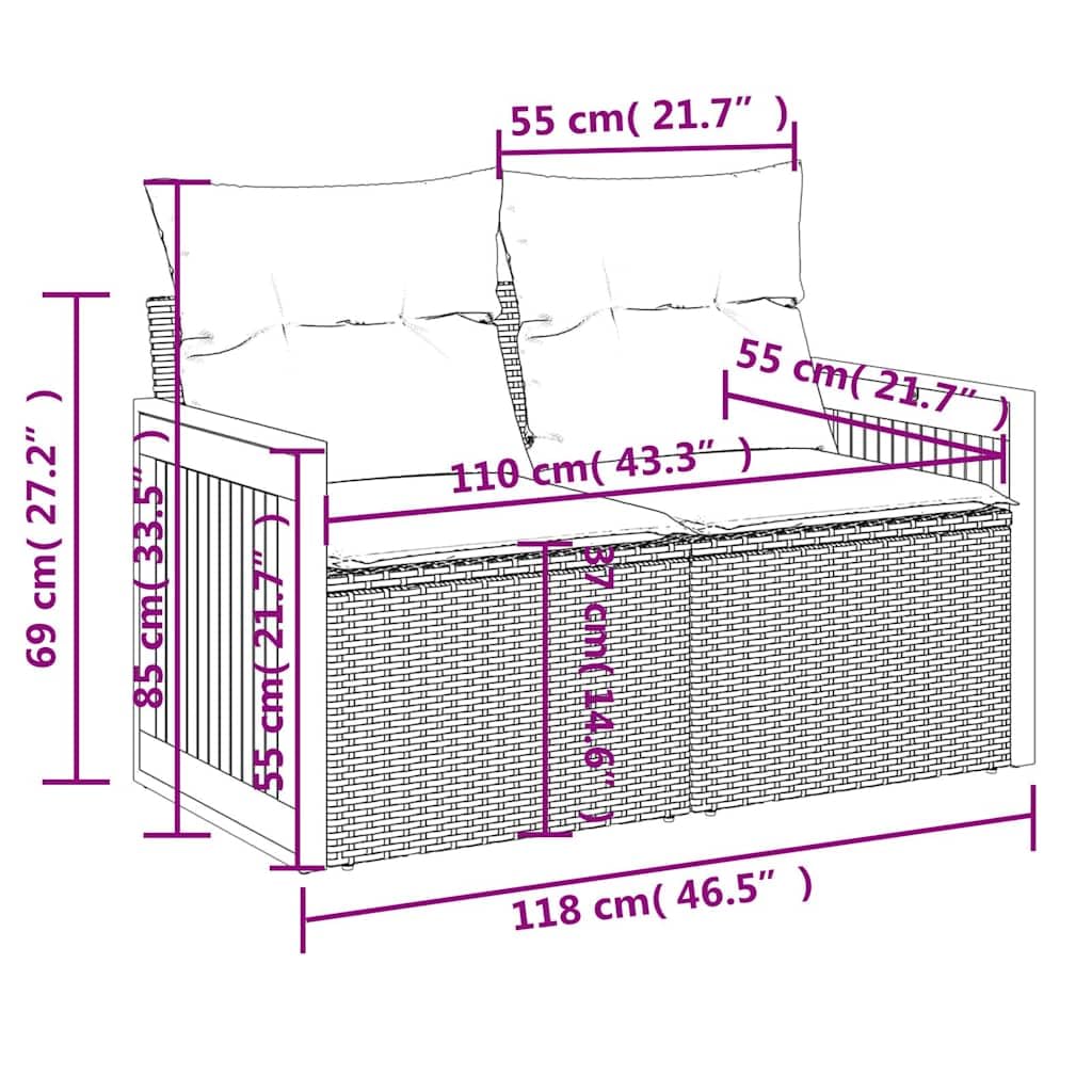 Set di mobili da giardino da 11 pezzi, con divano ad angolo, tavolo, sedie e cuscini in polyrattan resistente alle intemperie, per terrazza, balcone, veranda, esterno, piscina, salvaspazio