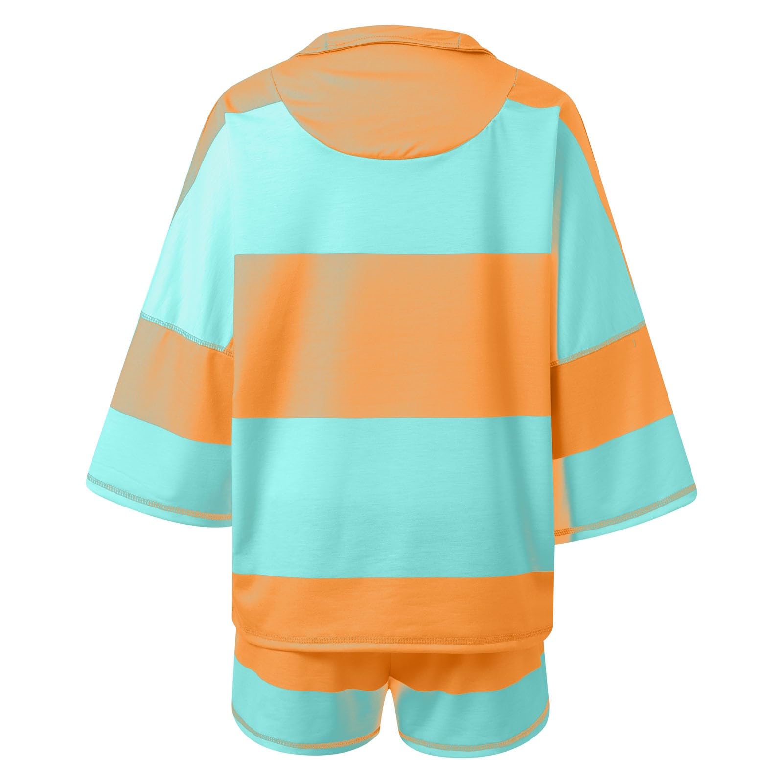 Survêtement d'été 2 pièces pour femme - Court - Couleur unie - Tenue de détente - Ensemble de vacances - Élégant et décontracté - Survêtement léger à manches courtes et short avec poches