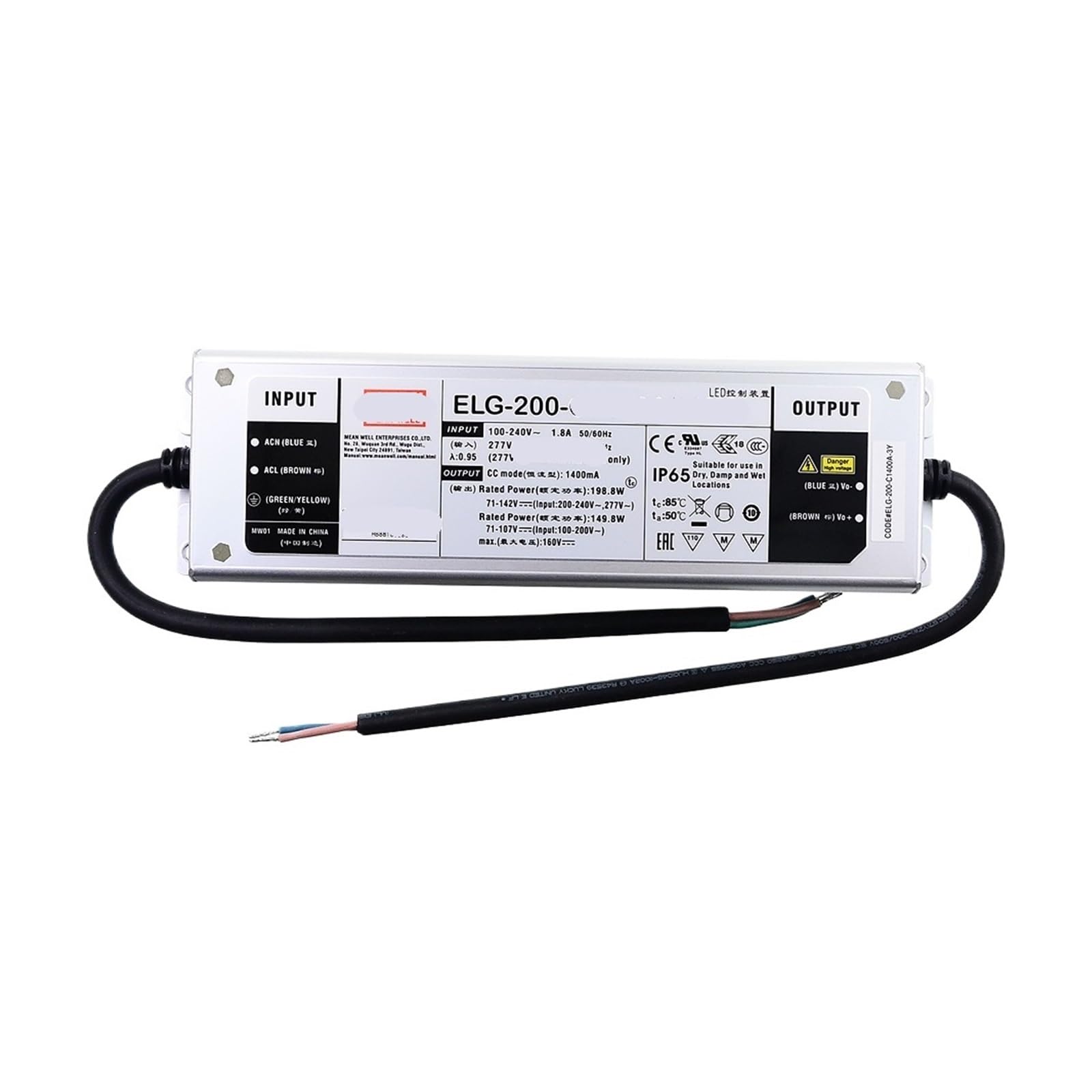 Alimentation à découpage LED ELG-200-C2100A 3Y Mean Well à courant constant 2100mA pour luminaire