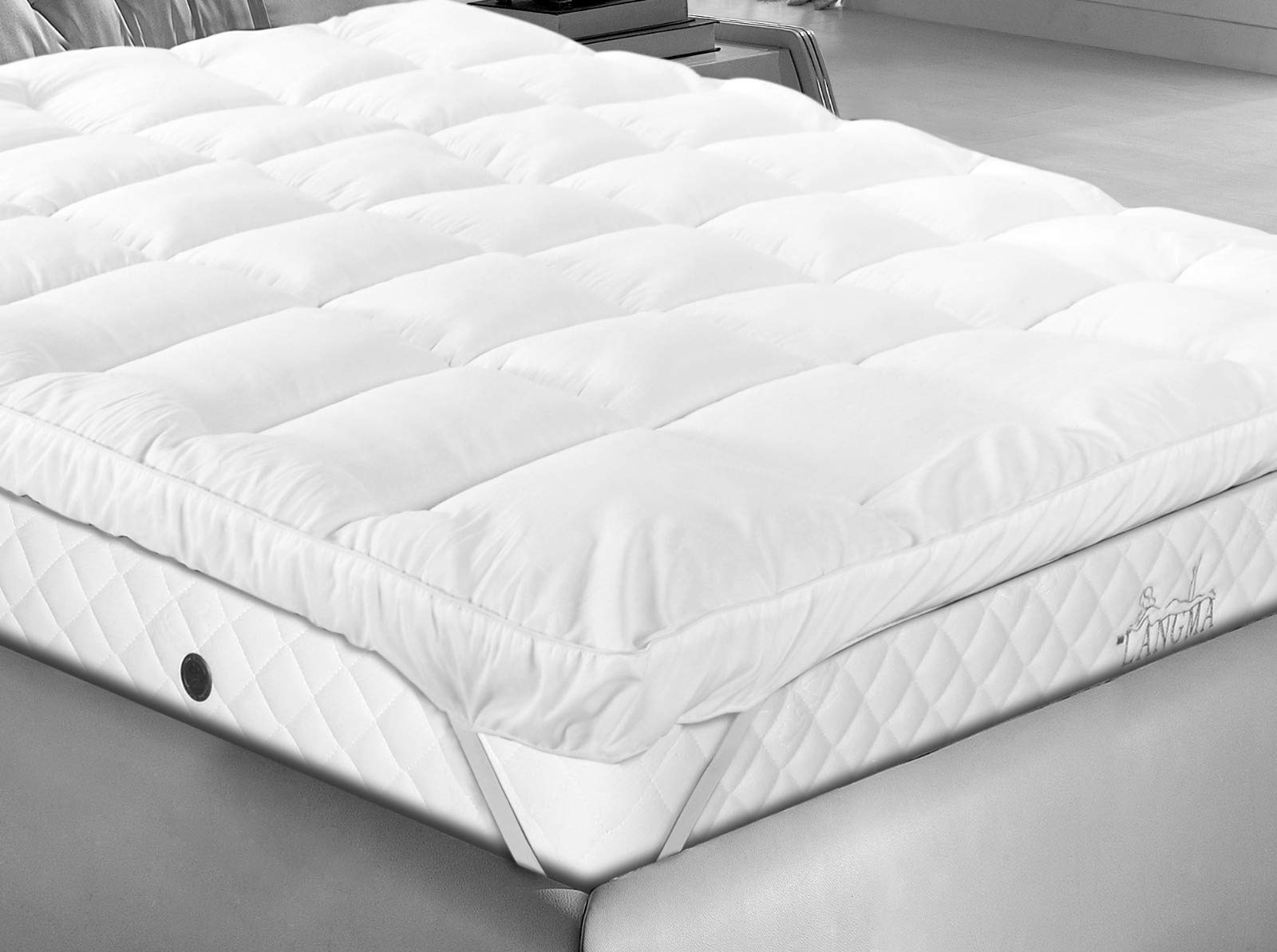 4"/10Cm Thick Micro Fibre Mattress Topper, Baffle Box Stitched Design with Elasticated Corner Straps, Ultra Soft, Anti Allergic Micro Fibre Mattress Topper (Small Single)
