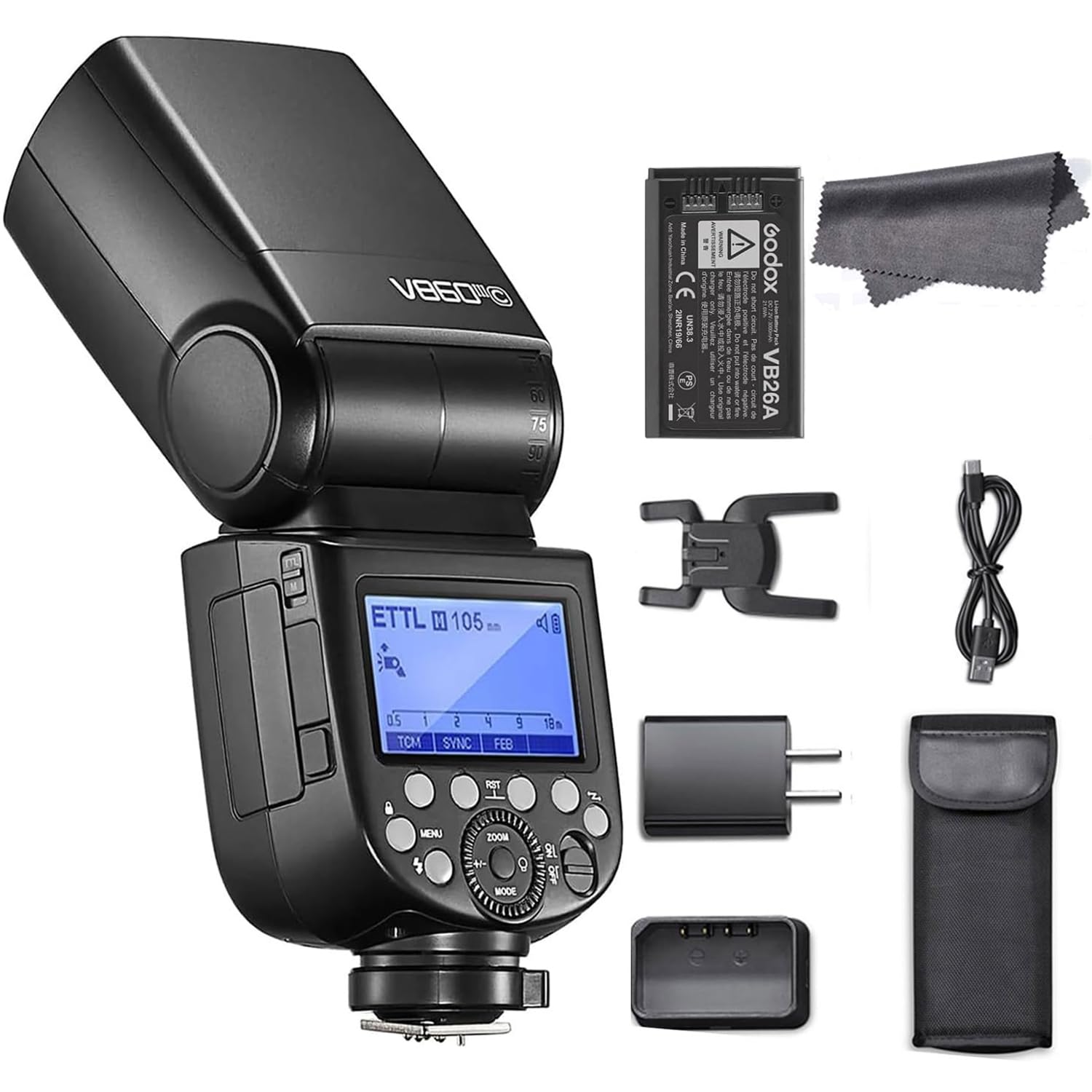 Godox V860III-C Camera Flash for Canon, 2.4G Wireless TTL 1/8000s HSS Speedlite Speedlight, 480 Full Power Shots Rechargeable Li-ion Battery, 10