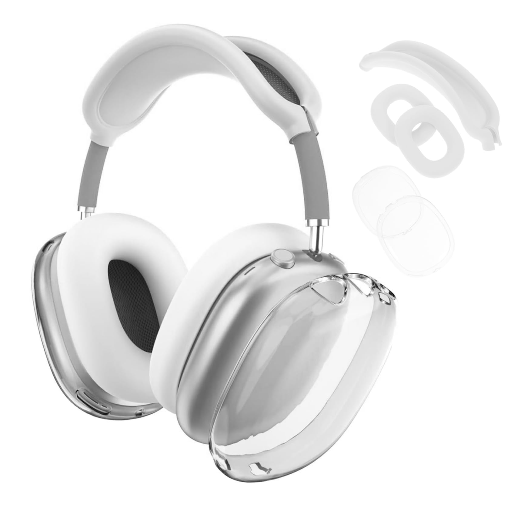 HOMSFOU 5juegos Almohadillas De Repuesto para Auriculares Cubierta De Diadema y Almohadillas De Oído Materiales PE Color Transparente Seguro y Confortable