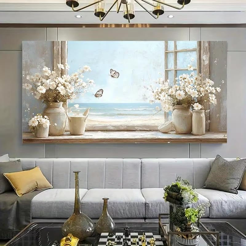 Decoración de pared con cuadro de jarrón de flores modernas para el salón