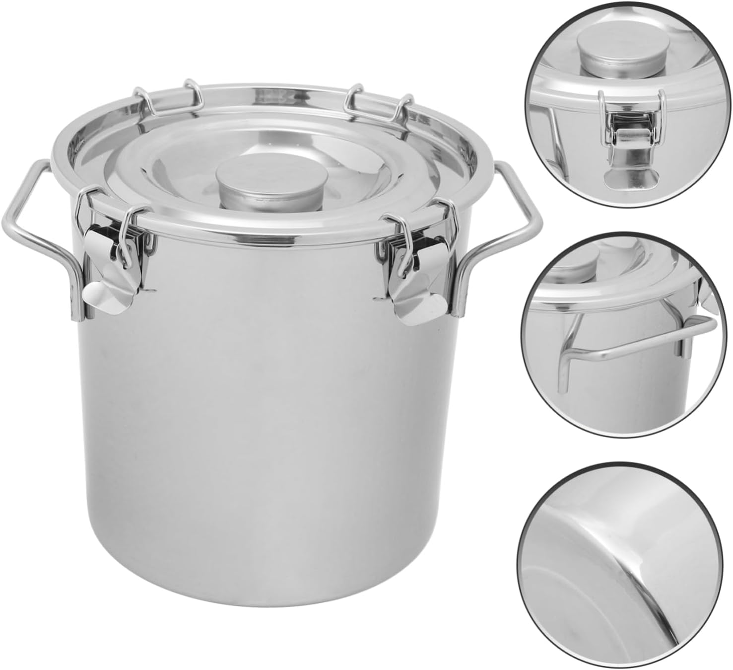 Stainless Steel Sealed Barrel Milk Jug Lid Food Storage Bucket Grease Container Strainer