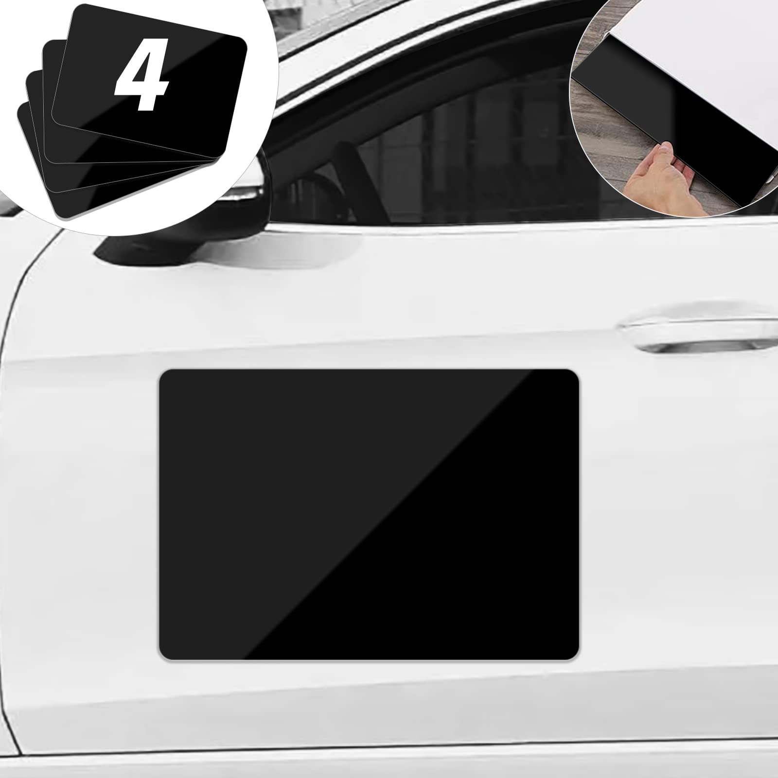 Lot de 4 aimants Vierges Noirs pour Voiture avec 50 mm – Évite Les Rayures et Les Dents de la Voiture – Coins arrondis – Aimants Vierges pour annoncer Le Logo des Entreprises et des Entreprises de