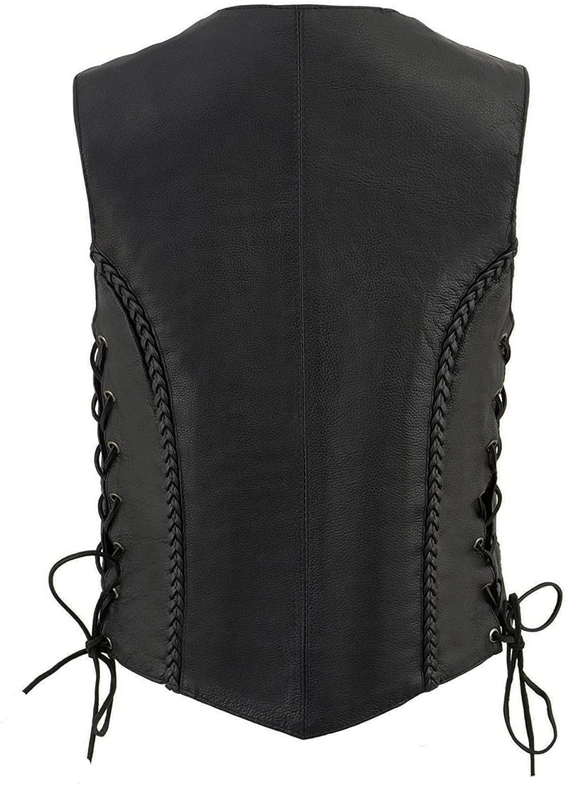 Milwaukee Leather Women's Premium Classic Leather Motorcycle Rider Vest w/Adjustable Side Laces - Medium - Image 2