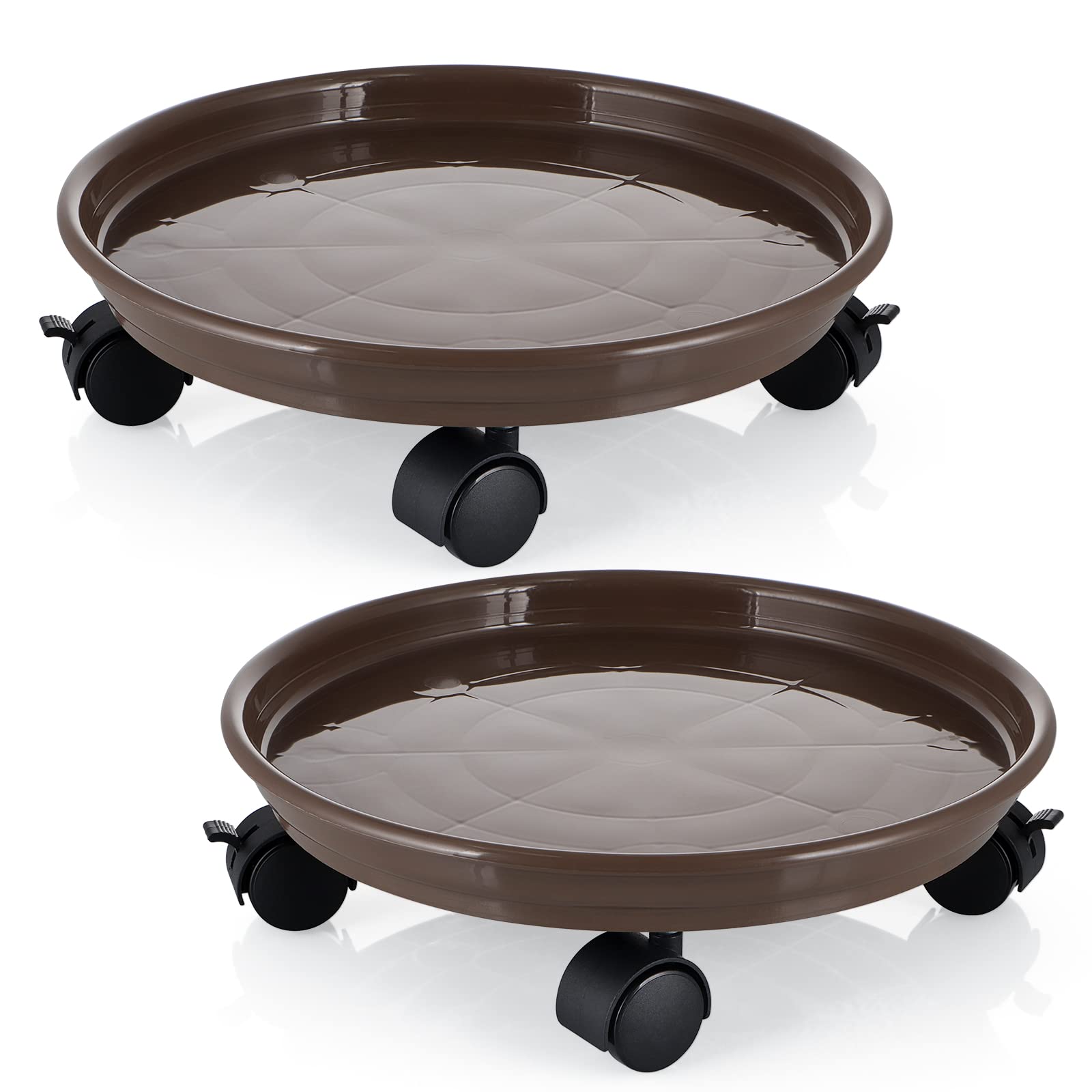 Skelang 13" Plant Caddy, Movable Plant Stand Pot Saucer, Plant Pallet Tray Trolley with Casters, Plant Dolly for Garden Planter, Deck Potted Plant,