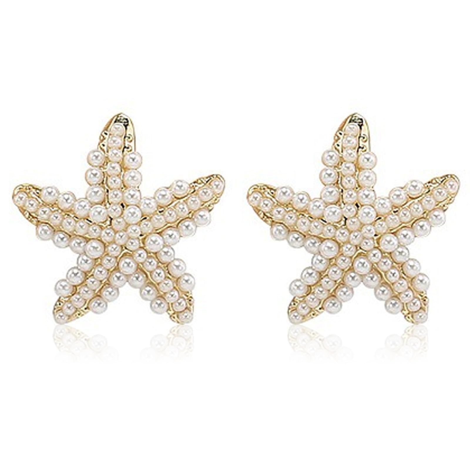Starfish Earrings Gold Sea Shell Stud Earrings Dainty Conch Earrings Rhinestone Summer Fashion Jewelry Ocean Beach Outfits