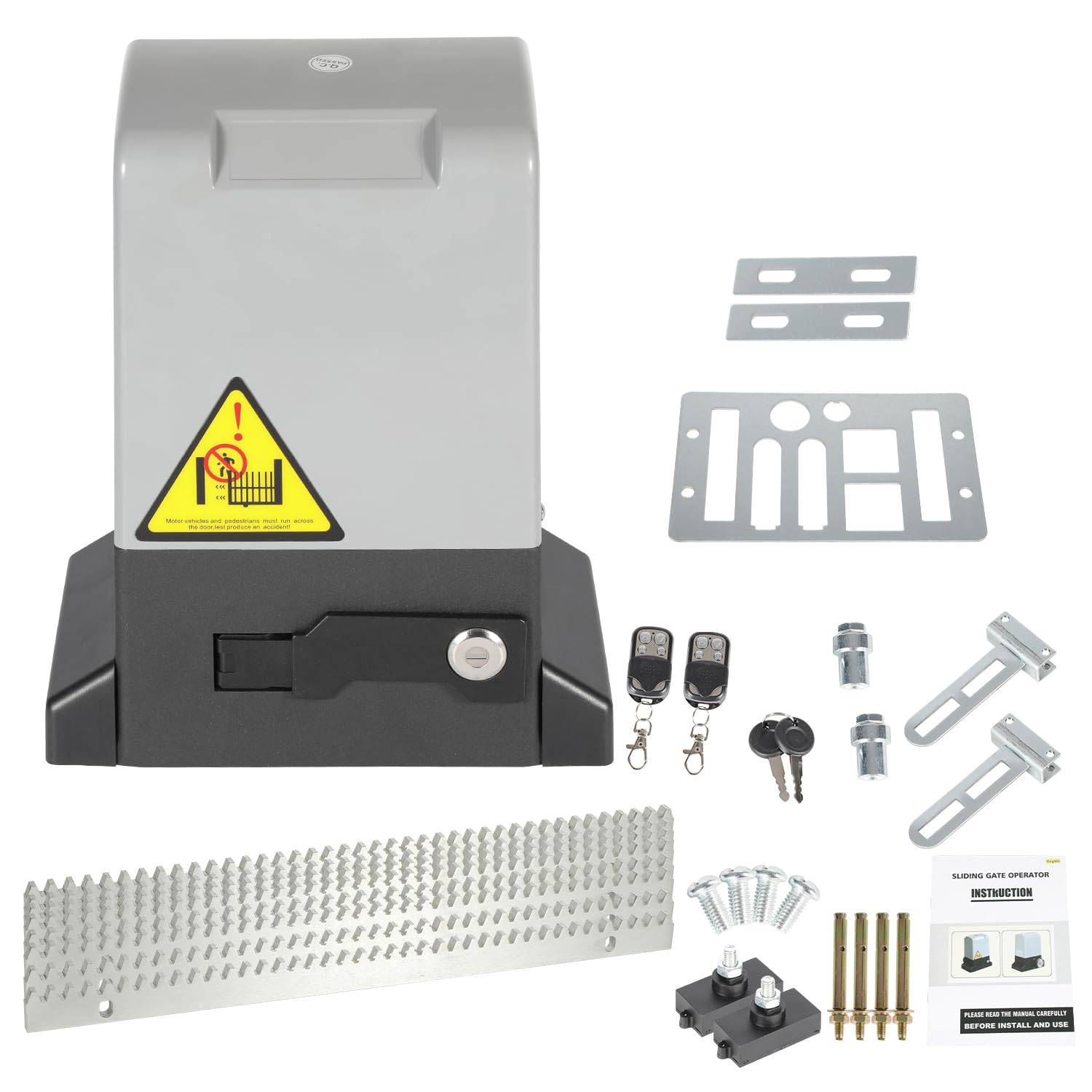 Yakimz Apri cancello scorrevole elettrico, 550 W, portata del telecomando 50 m, con 2 telecomando
