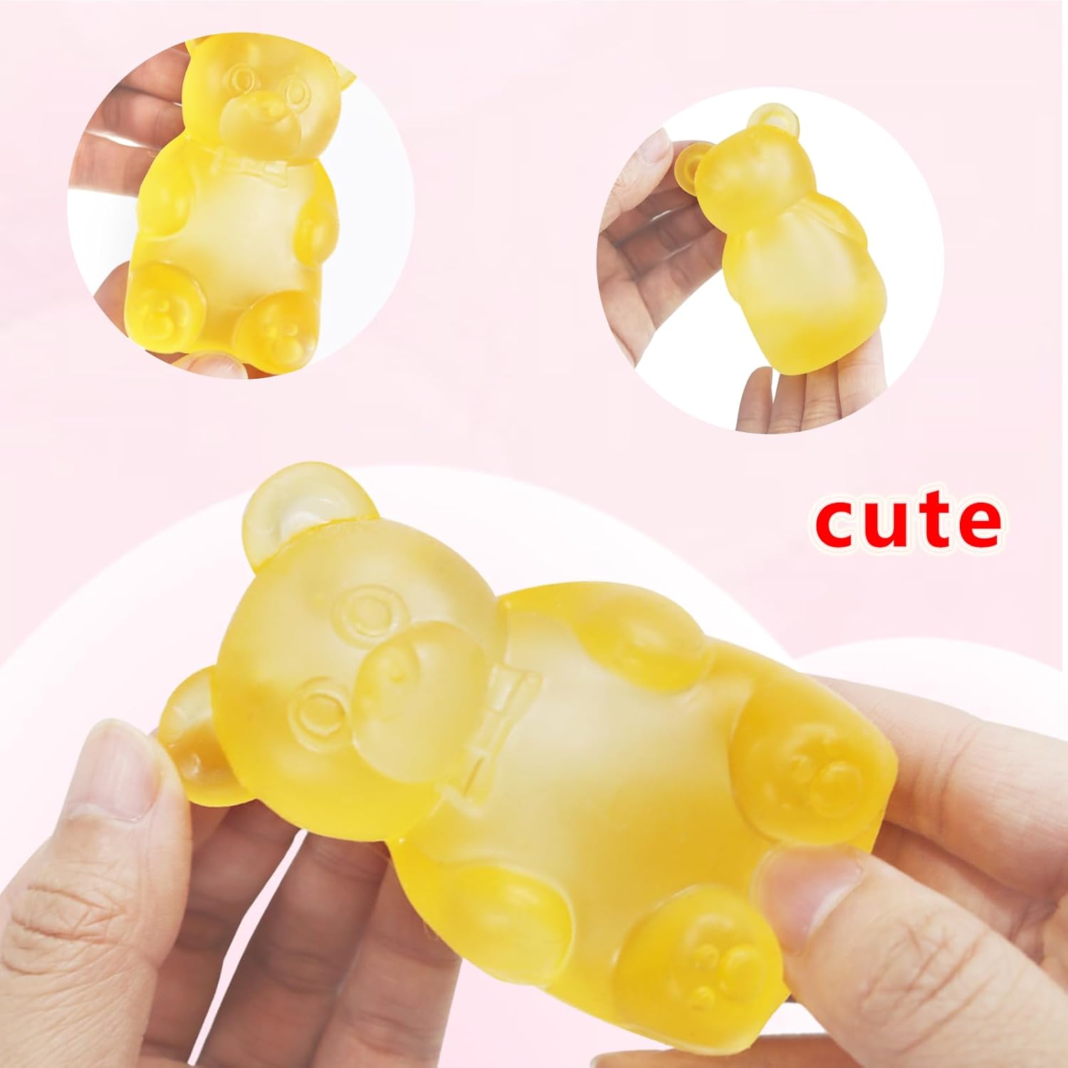 5PCS Gummy Bear Stress Toys |Sugar Filled Bear Squishy Toys|Gel Ultra Squishies High Density Squeeze Balls |Classroom Prize Party Favors Toys Tall 3.5 Inches Colors May Vary - Image 3