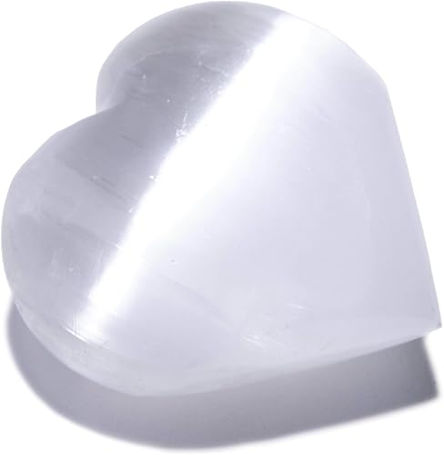 KALIFANO Piedra de preocupación del corazón selenita con efectos curativos y calmantes selenita de alta energía piedra de palma de amor de espina de