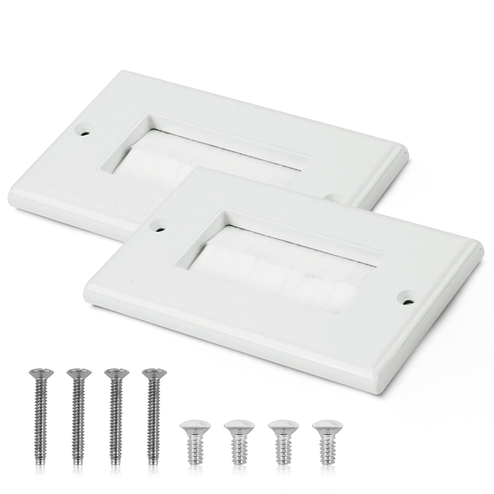 2 Piezas Placas de Pared con Cepillo para Pasacables, Cubierta Empotrable para Ocultar Cables de Electrodomésticos y Equipos Electrónicos, Placa Frontal Para Cable Salida Pared Salida