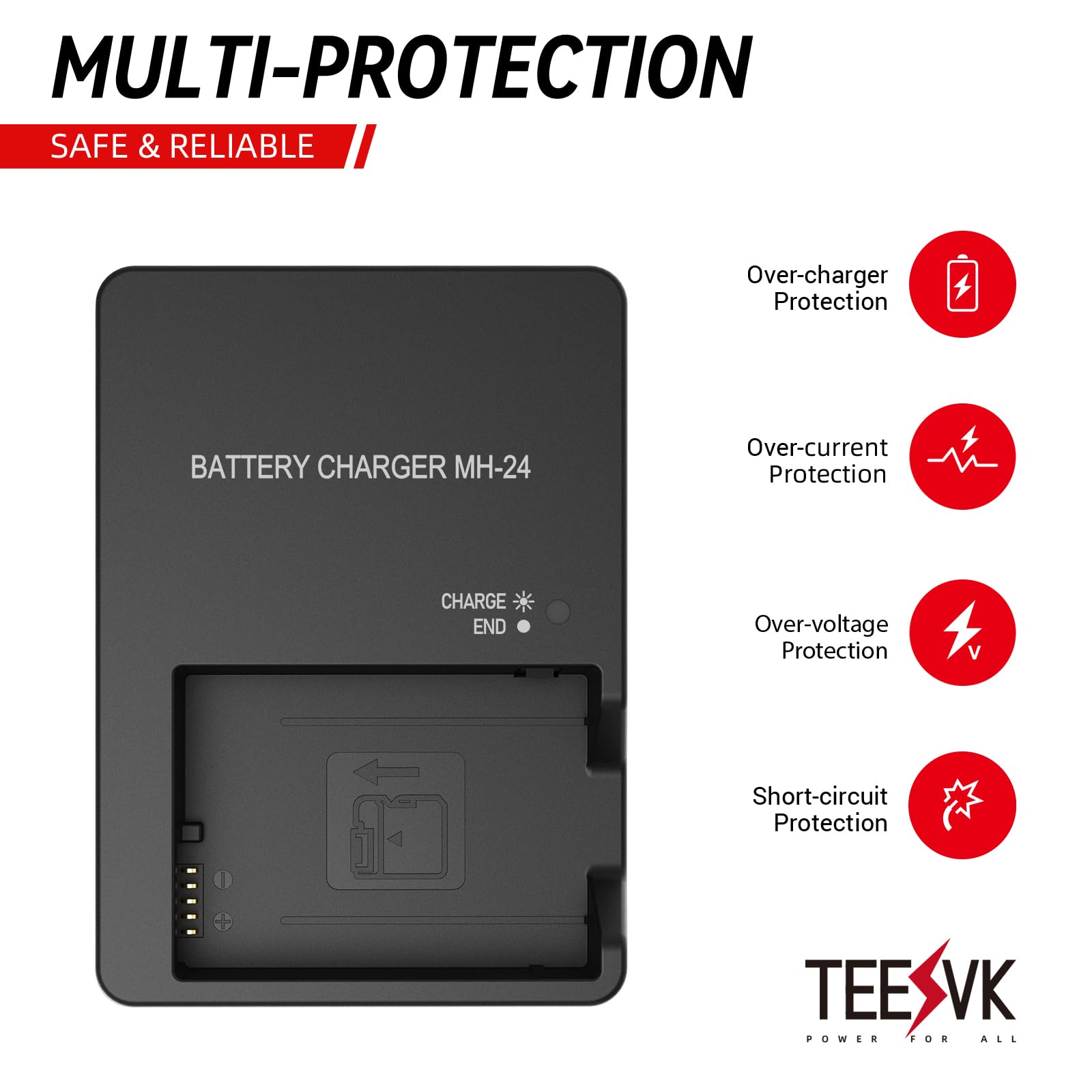 Nikon Battery MH-24 Cargador De Batería Compatible Con Nikon EN-EL14 14a P7100 P7000 D5100 D5200 D5300 D5500 D5600 Df D3100 D3200 D3300 Cámaras SLR Digitales Nikon 18 55