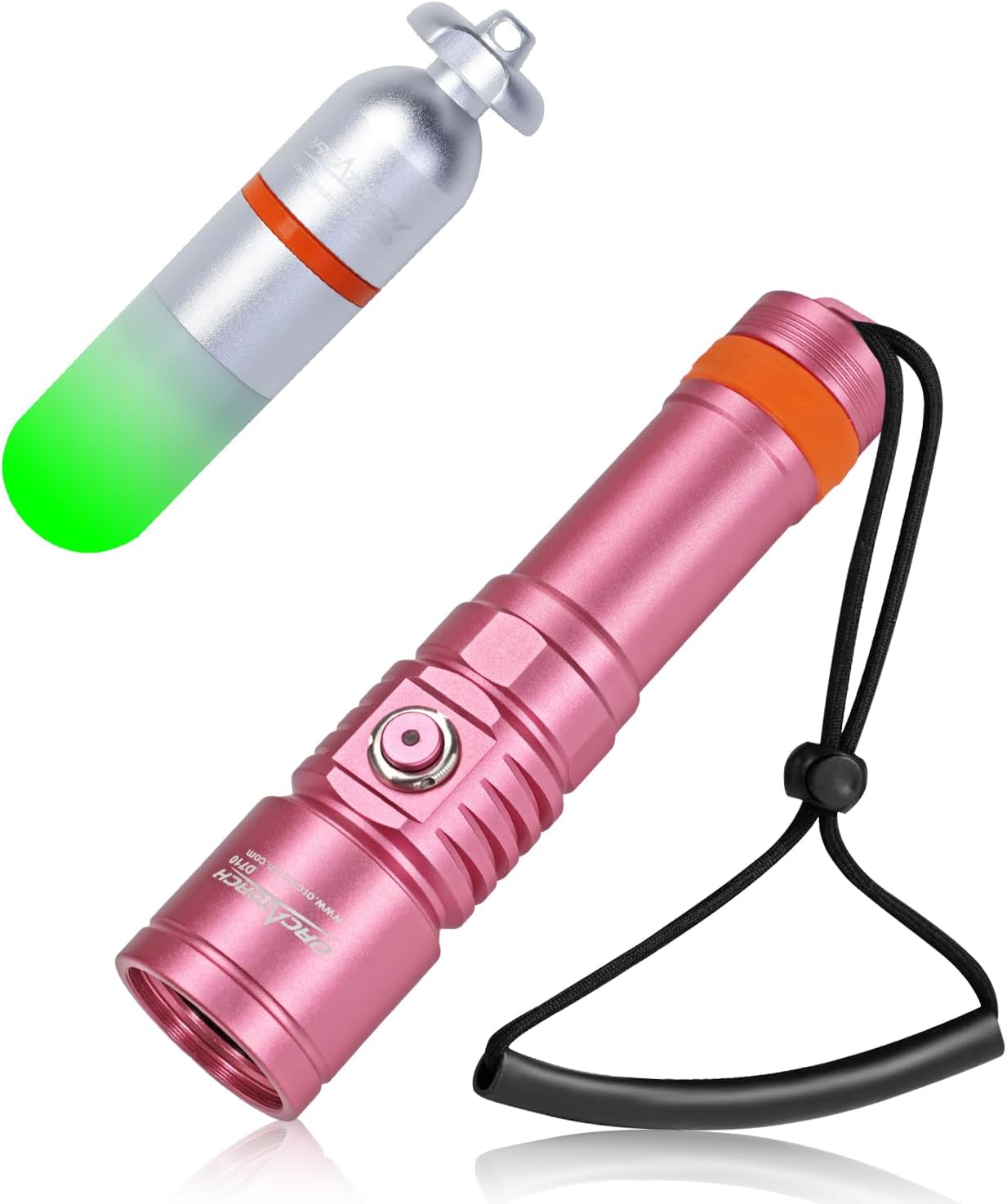 ORCATORCH D710 3000 Lumens Pink Dive Light & SD01PRO Scuba Tank Marker Light Combo