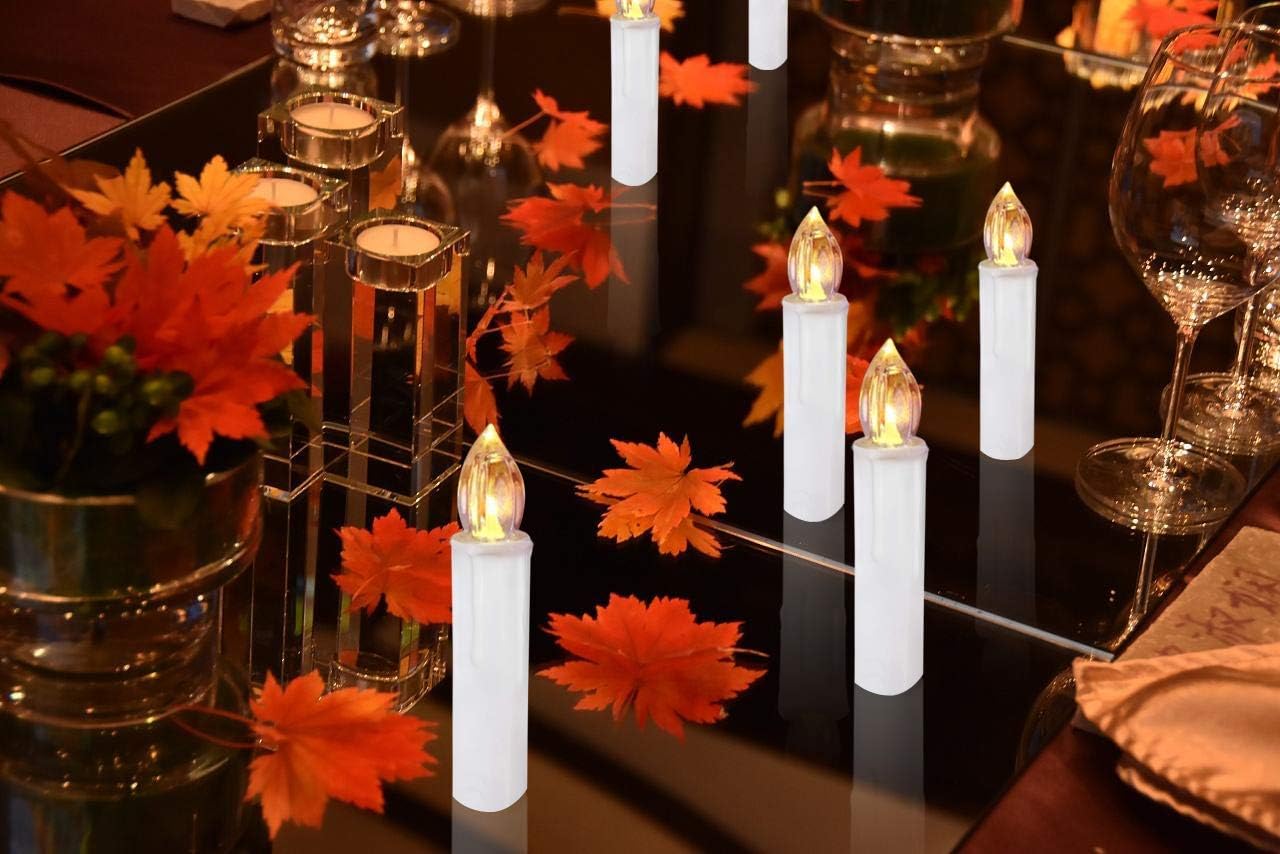 LED Flameless Taper Candles with Remote Control and Removable Clips,Flickering 4 Inches Birthday Candles,Set of 10 Warm White Candle for Christmas, Chandelier, Mini Wedding Taper Candles