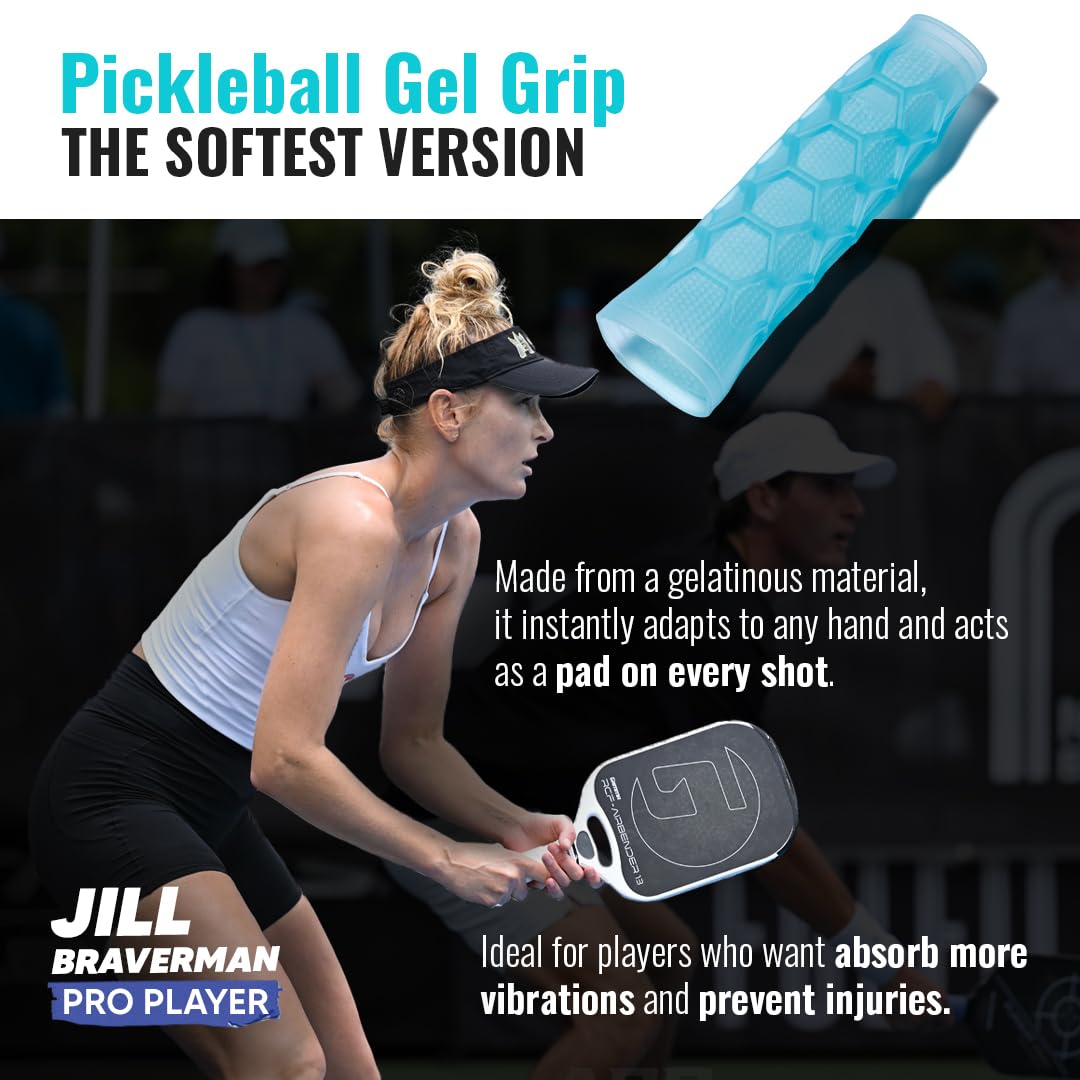 Hesacore Poignée en gel pour raquette de pickleball – 13,2 cm – Confortable pour le tennis coude, force de préhension accrue, moins de vibrations, soutien des doigts, aide les mains moites - 5