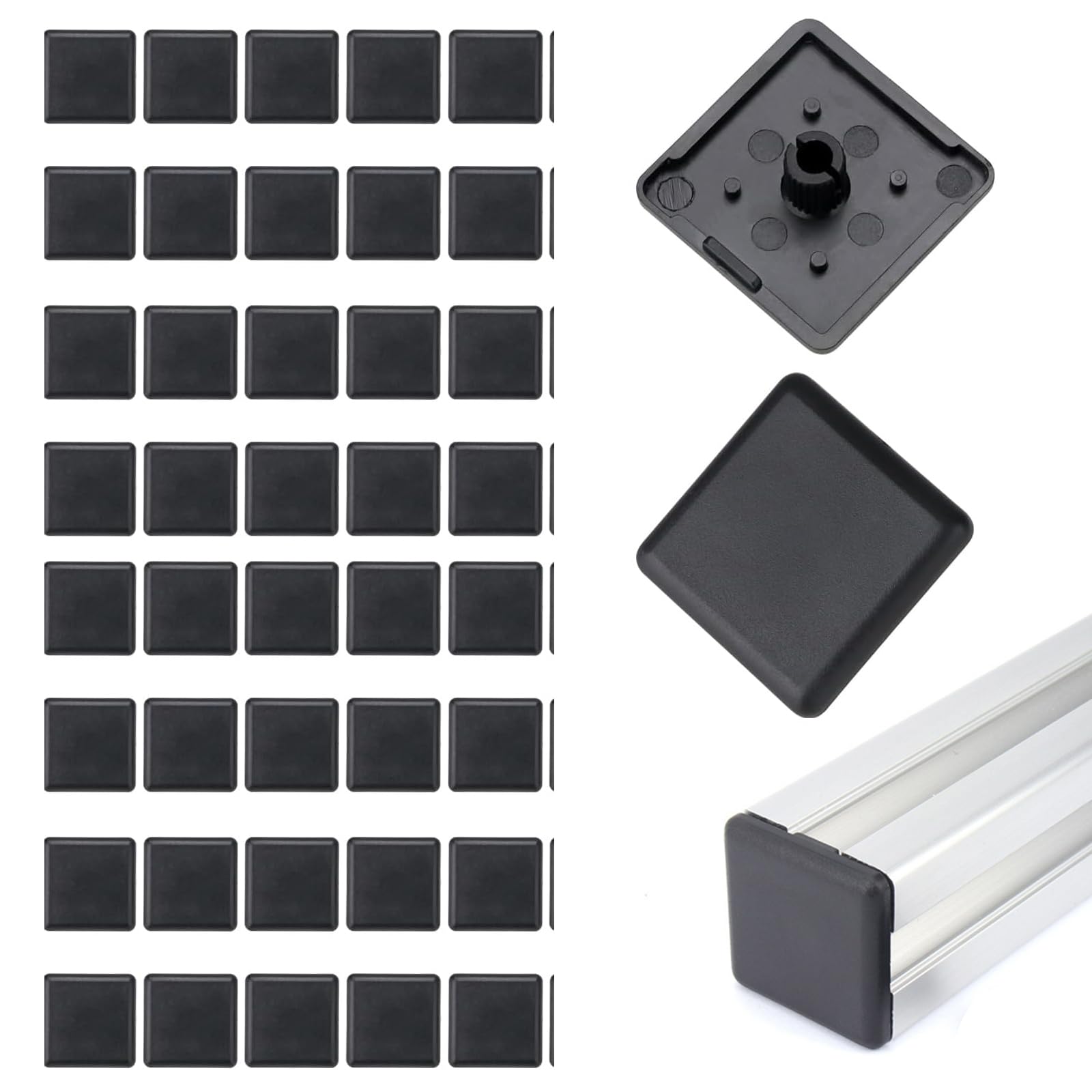 40 Pezzi Tappi Terminali 30x30mm in Plastica ABS Nera, Tappi Lamellari Antiscivolo per Tubi Quadrati Accessori per Estrusione Alluminio 3030 Protezione per Profili Piedi di Mobili e Sedie