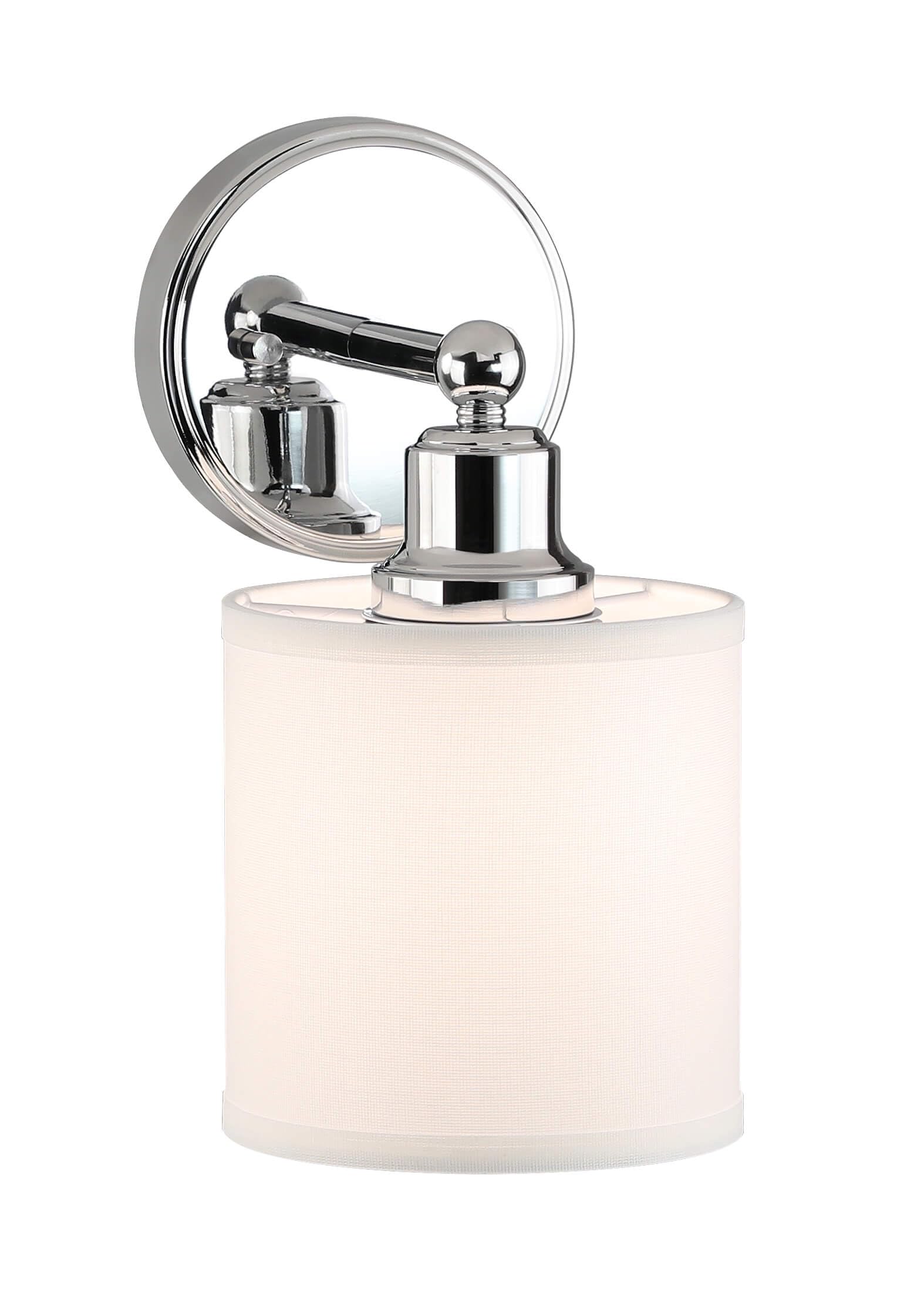 XiNBEi Lighting Wall Light 1 Light Wall Sconce with Drum Fabric Shade in Chrome, Modern Bathroom Vanity Light for Bathroom Bedroom & Living Room