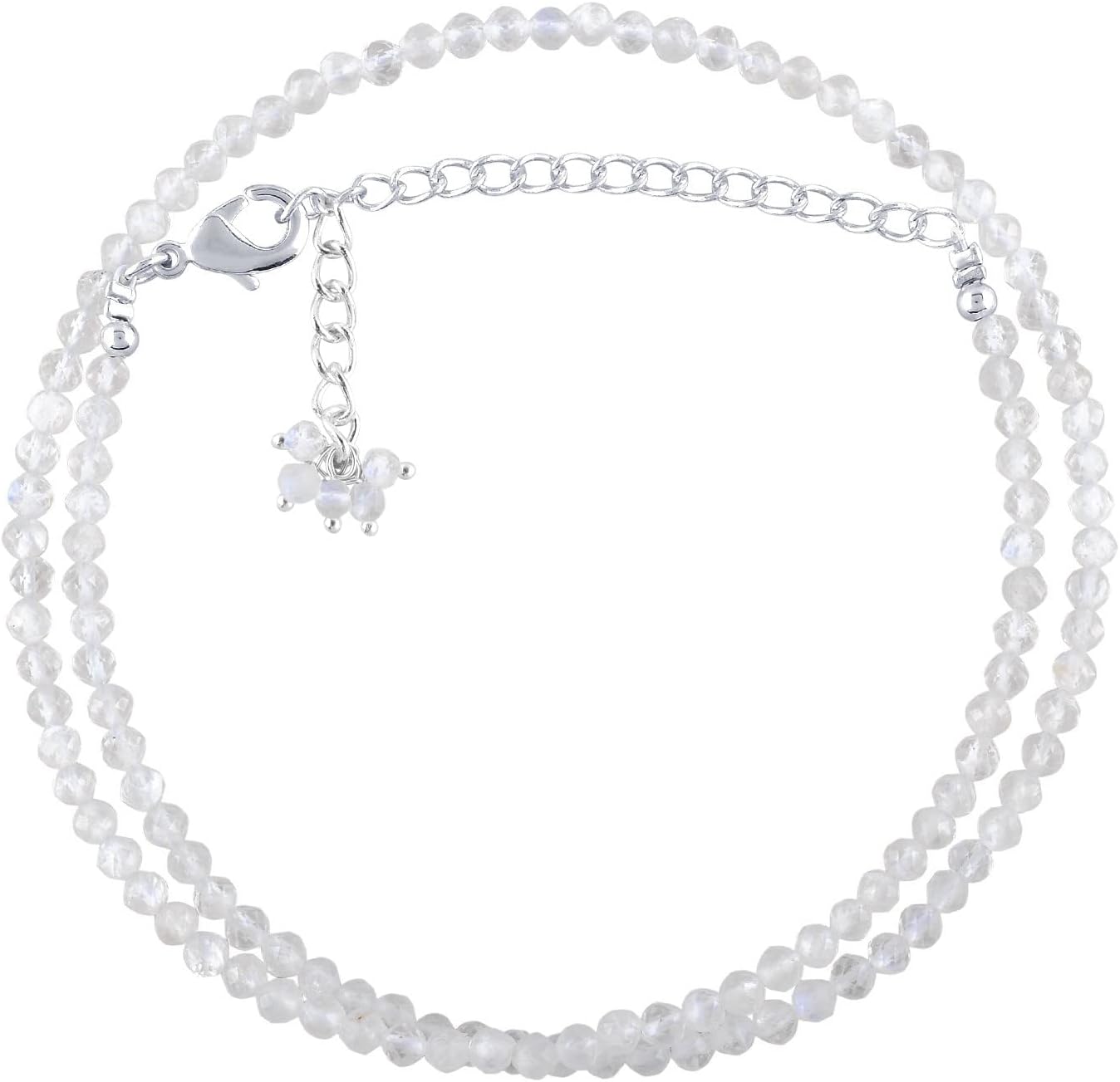 Natural Gemstone Micro Beads Choker Necklace for Women, Healing Chakra Energy Crystals, Birthstone Jewelry, Silver Plated Chain 18 inch Birthday Gift for Her