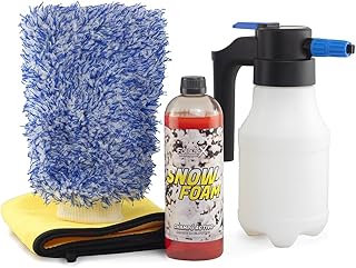 FULLCARX Kit Champú con Pulverizador a Presión Automático Eléctrico Batería, Manopla y Toalla, Detergente Espuma Activa...