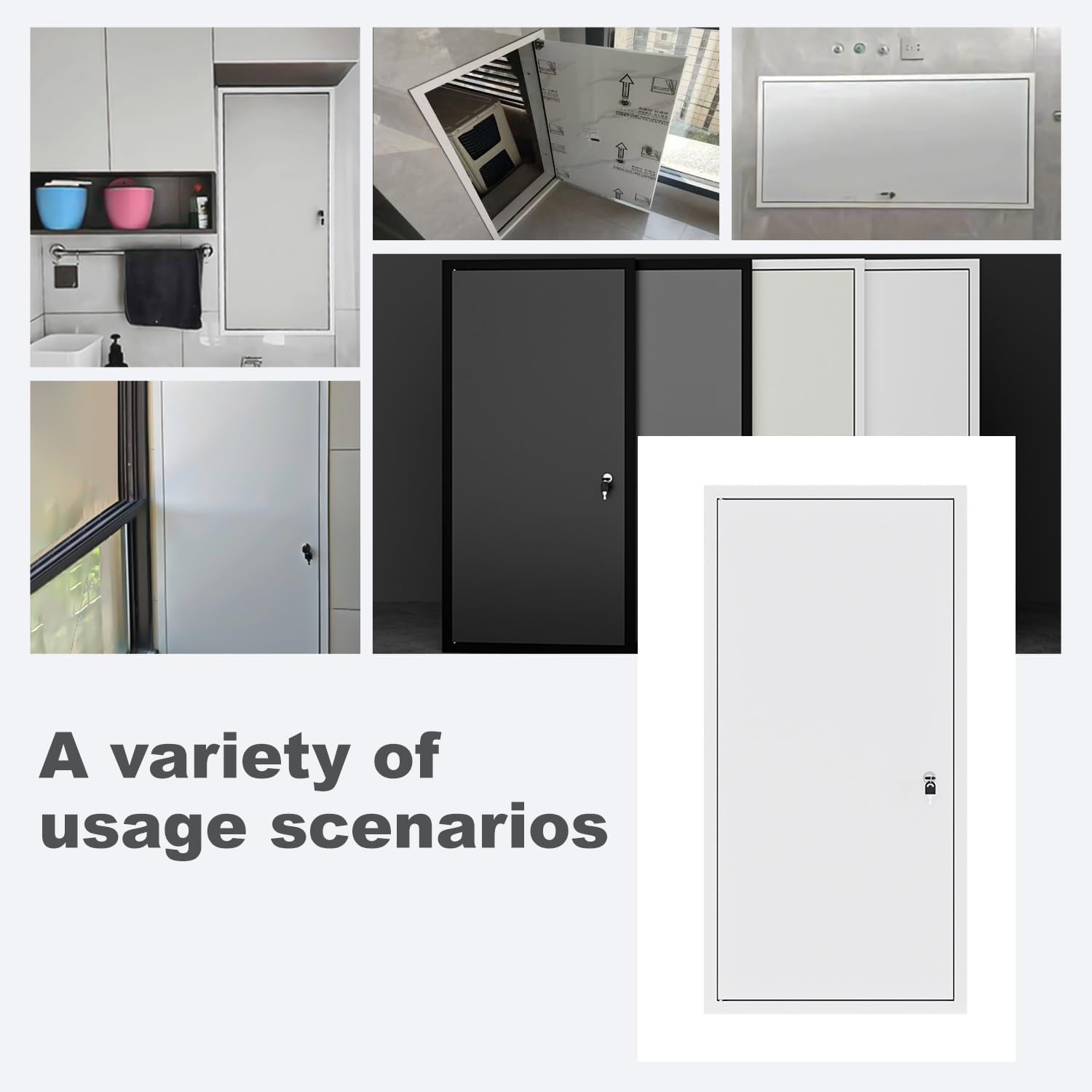 Large Flush Mounted Access Door Heavy-Duty Metal with Key Latch Lockable Attic Door Access Panel for Plumbing Heating, Hidden Door(Cream,97x97cm/38x38in)