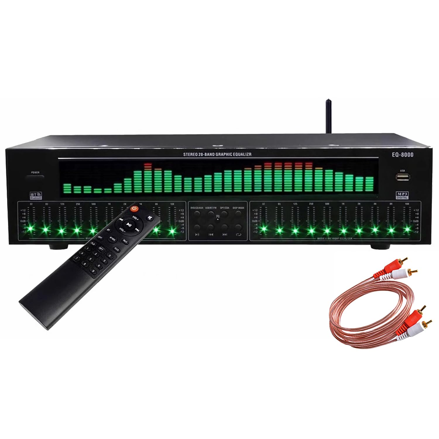 31-Band Digital Equalizer, Stereo Graphic EQ, Music Spectrum Analyzer, Bluetooth 5.4 Optical Coaxial Digital Audio Decoding, Noise Reduction, for Recording Studio/Stage DJ Karaoke Speaker Managemen