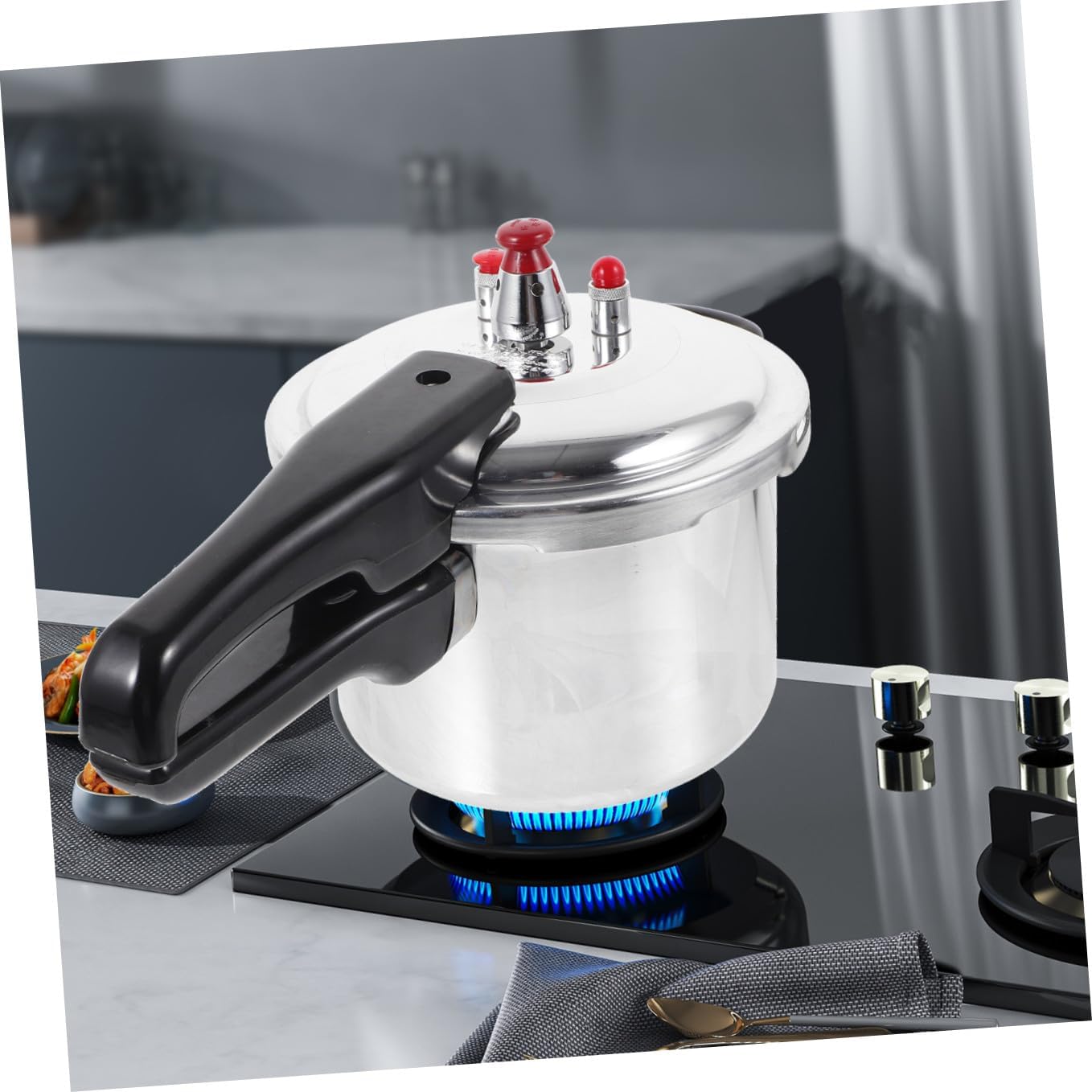 Safe Multi Use Pressure Cooker with Ergonomic Handle Compatible with Gas Stove and Induction Cooker Compact Pot for Households and Side Dishes Easy to Cooking