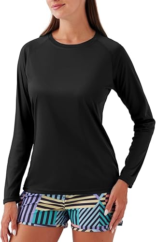 NAVISKIN Camisas de manga larga con protección solar UPF 50+ para mujer, camisetas de protección contra erupciones, de secado rápido, ligeras, para